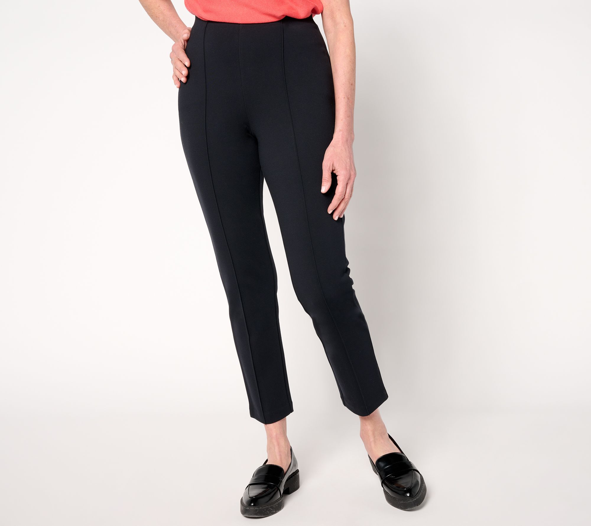 "As Is" Joan Rivers Petite Signature Ponte Ankle Pants w/ Pintucks