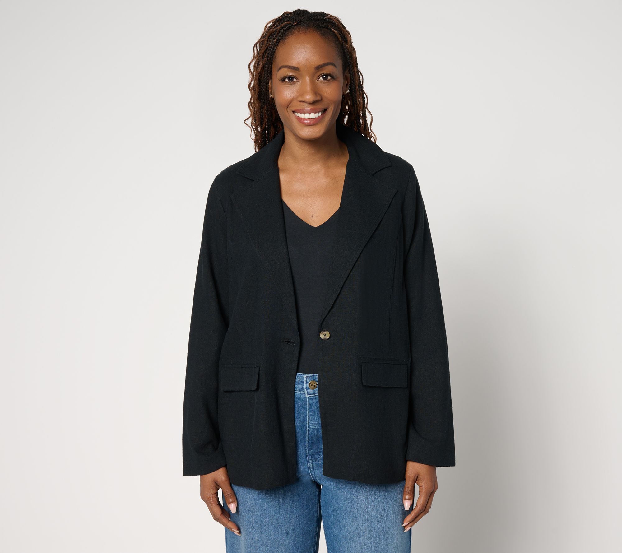 "As Is" Me by Jennie Garth Mullholland Linen Blend Blazer