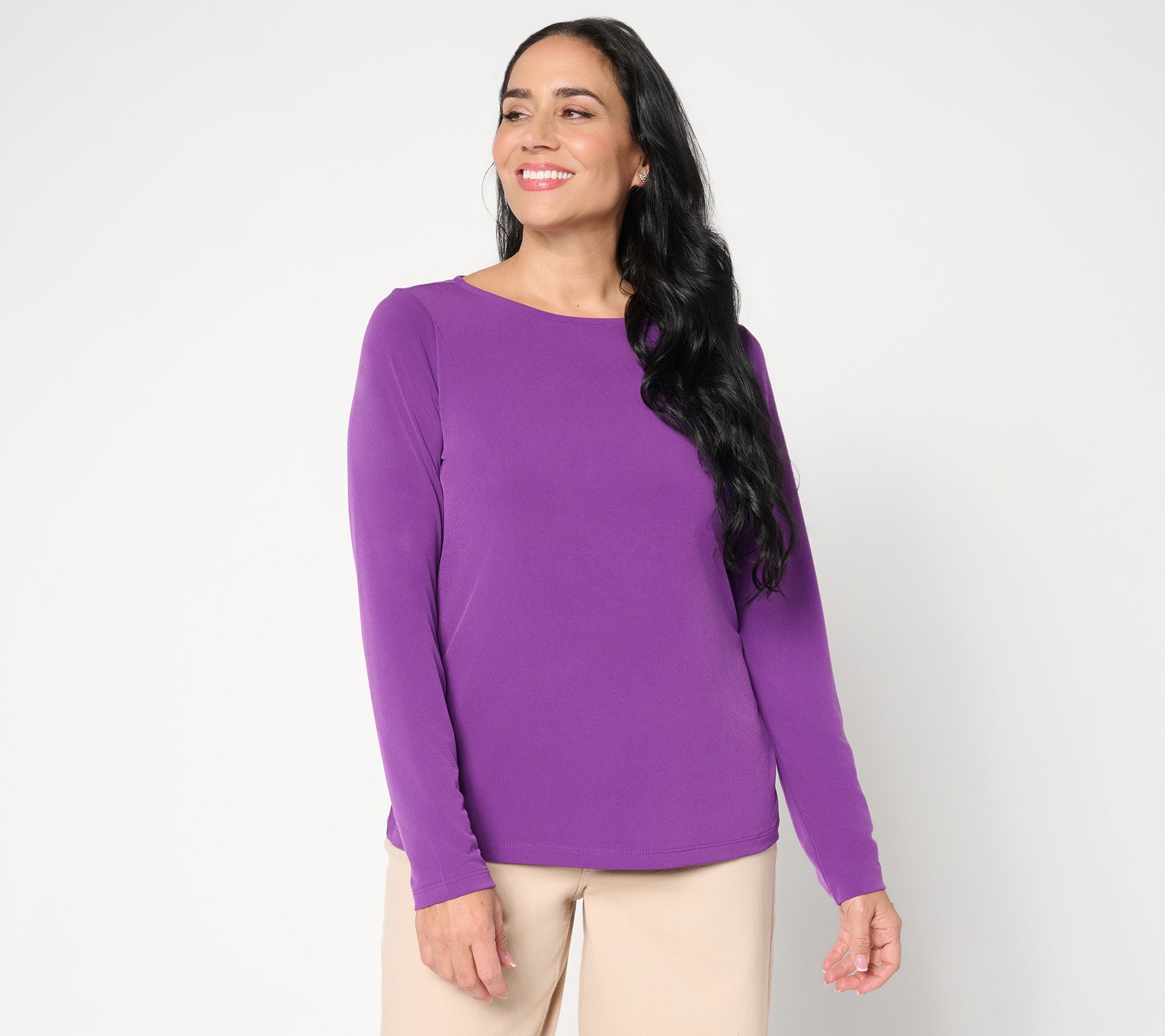  Susan Graver Essentials Liquid Knit Bateau Neck Top