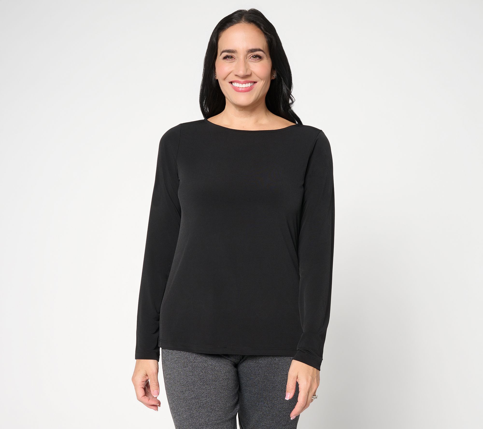 Susan Graver Essentials Liquid Knit Bateau Neck Top
