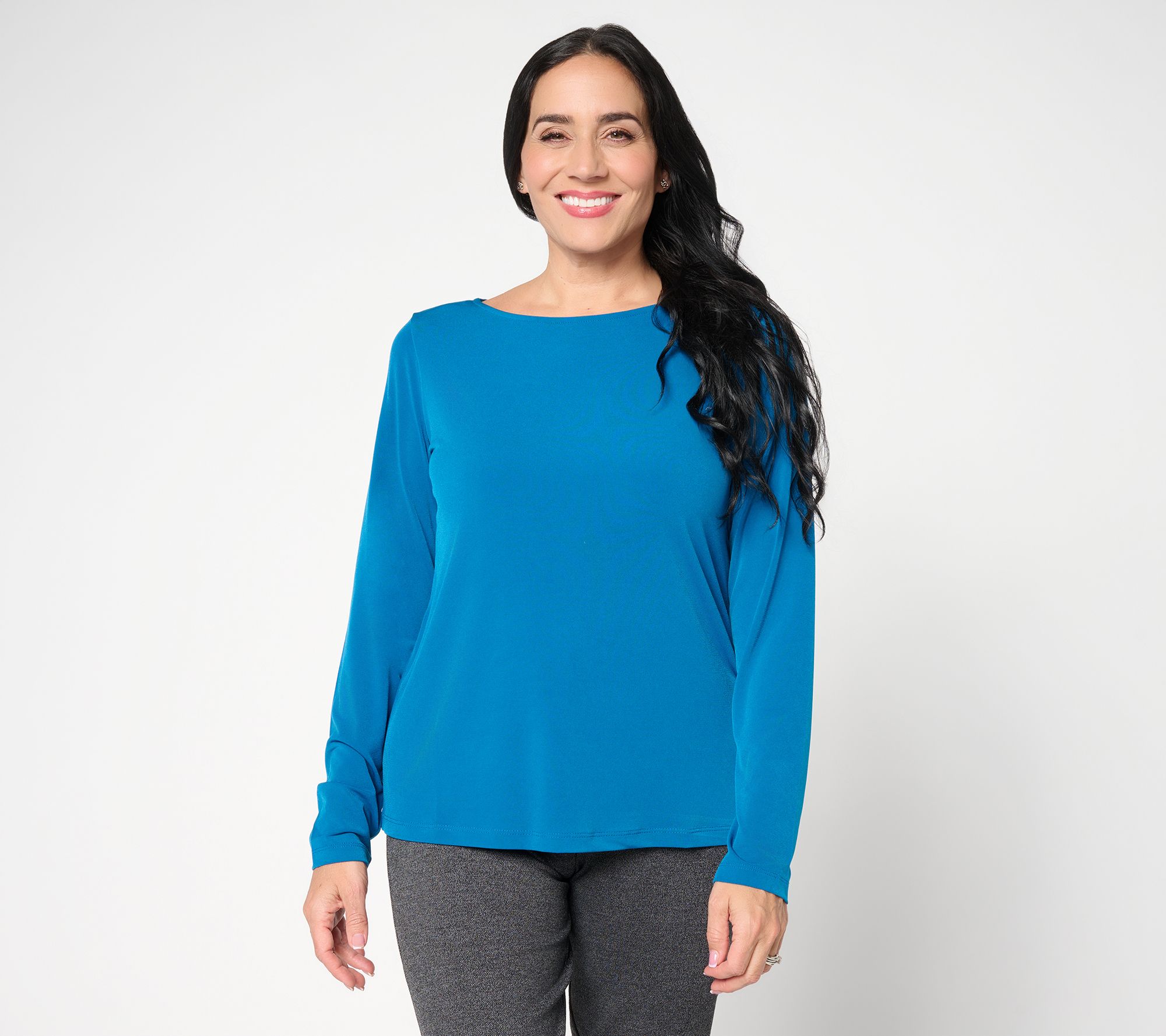 Susan Graver Essentials Liquid Knit Bateau Neck Top