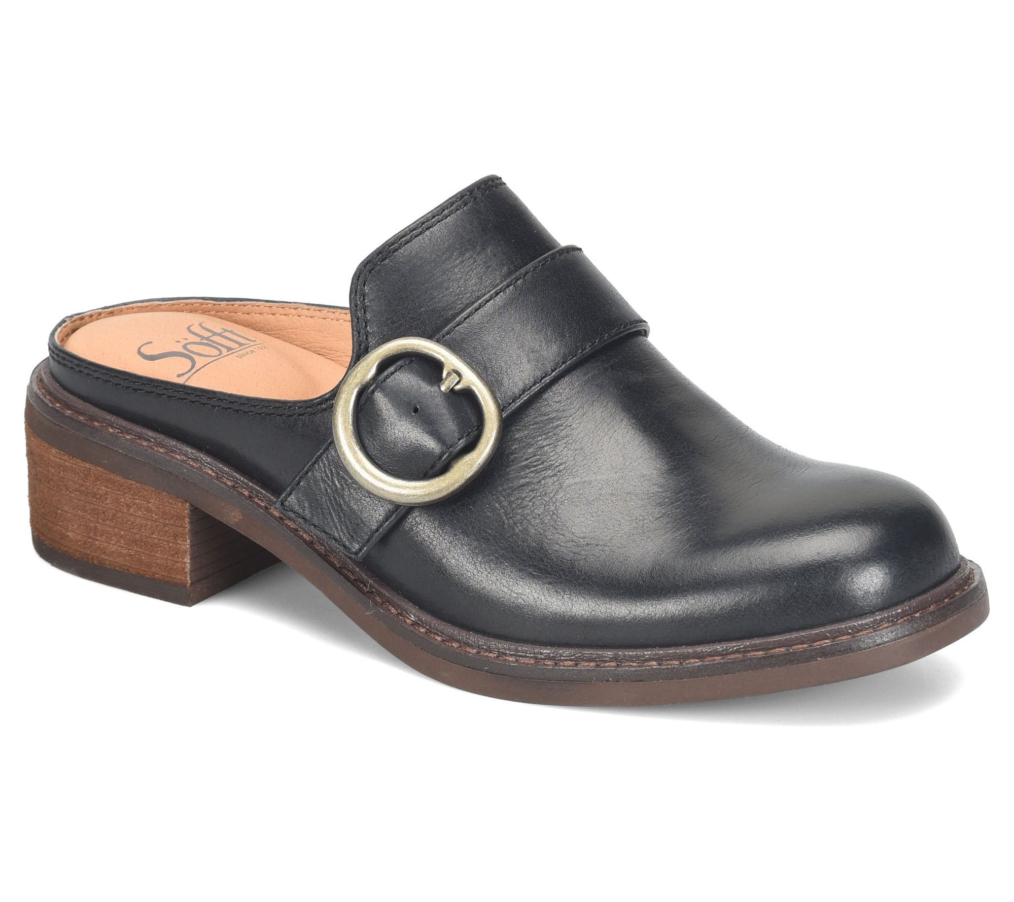 Sofft Buckled Leather Mule - Tiffany
