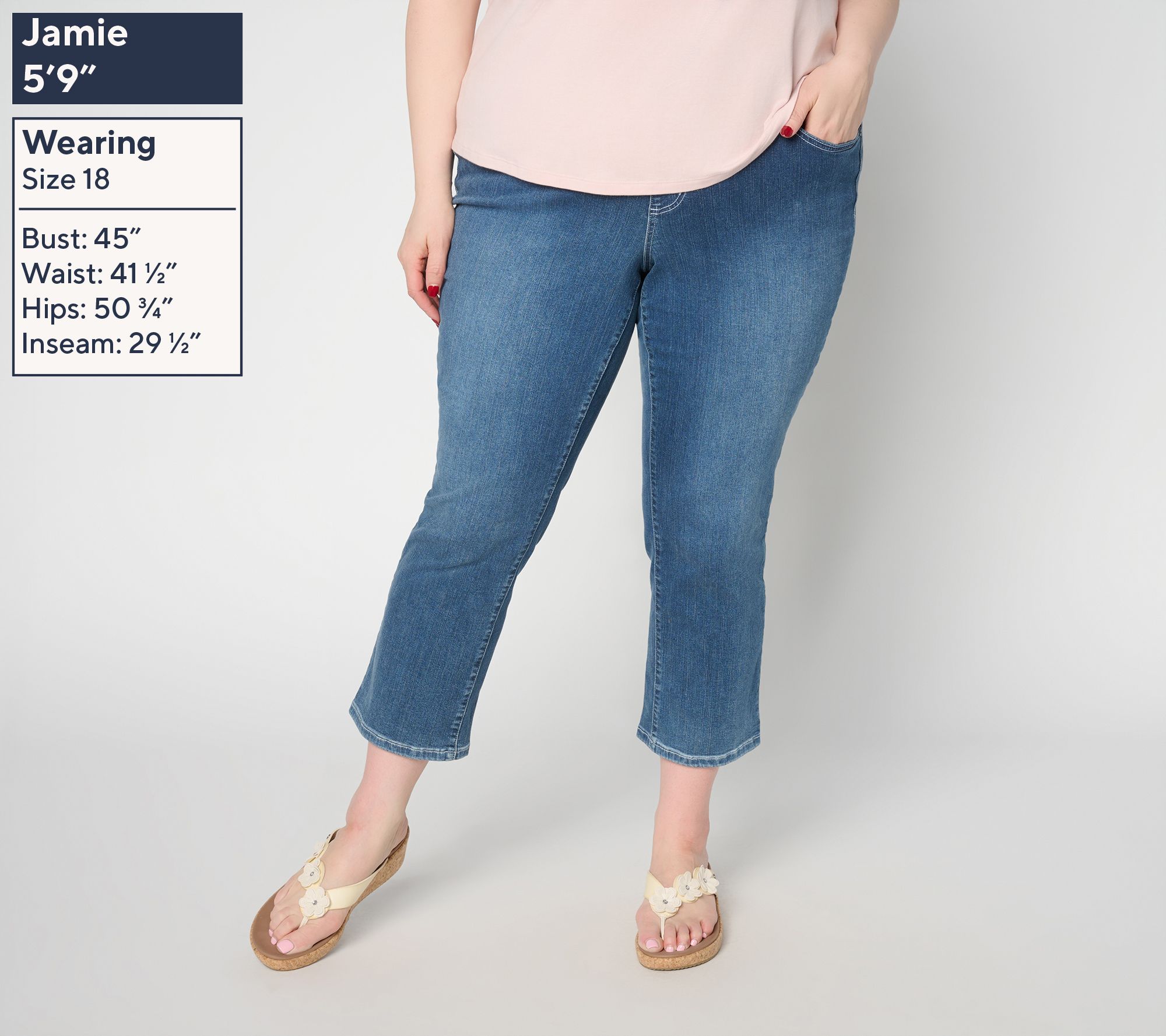 Belle by Kim Gravel Petite TripleLuxe Denim Topstitch Cropped Jean