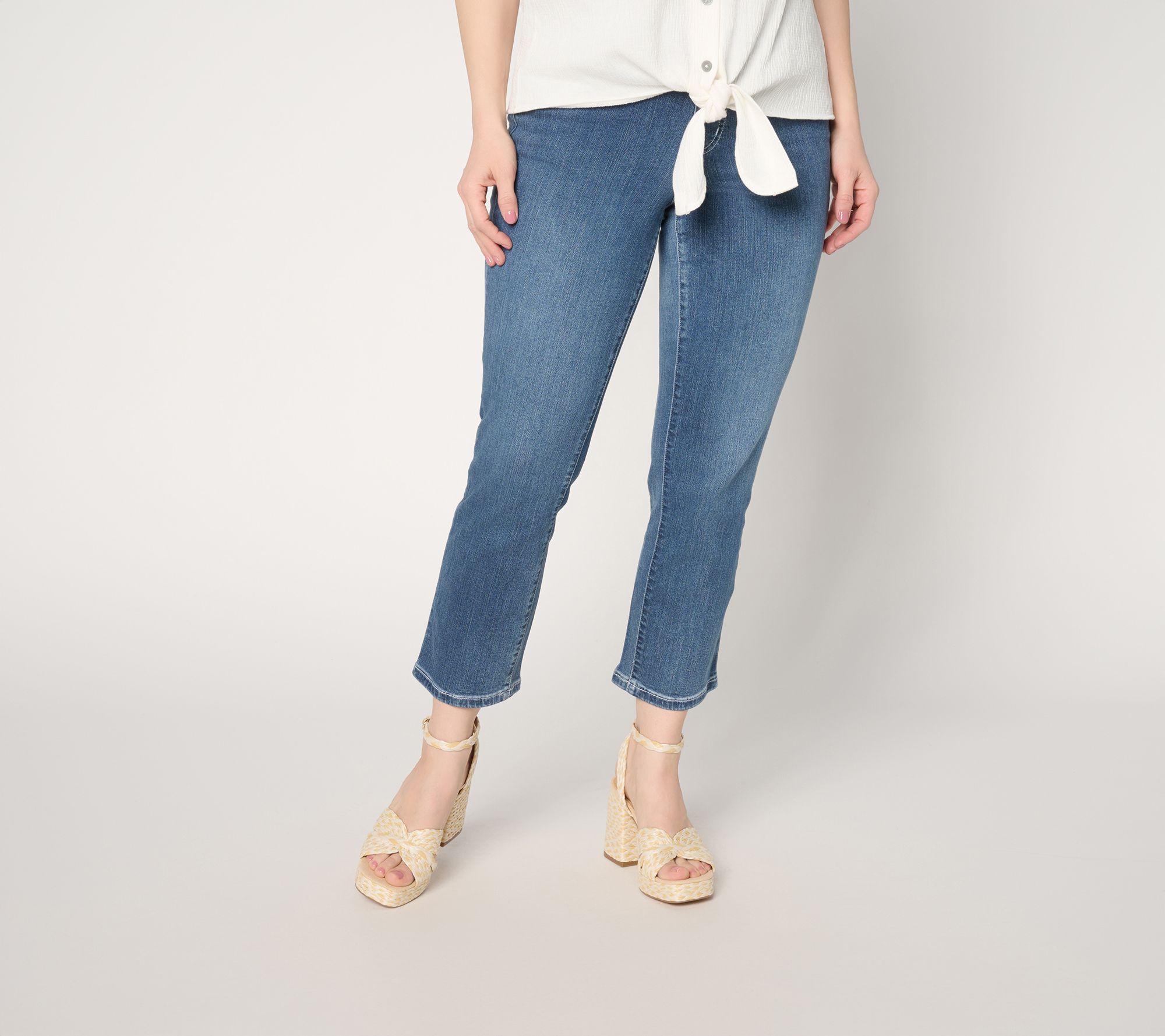 Belle by Kim Gravel Petite TripleLuxe Denim Topstitch Cropped Jean