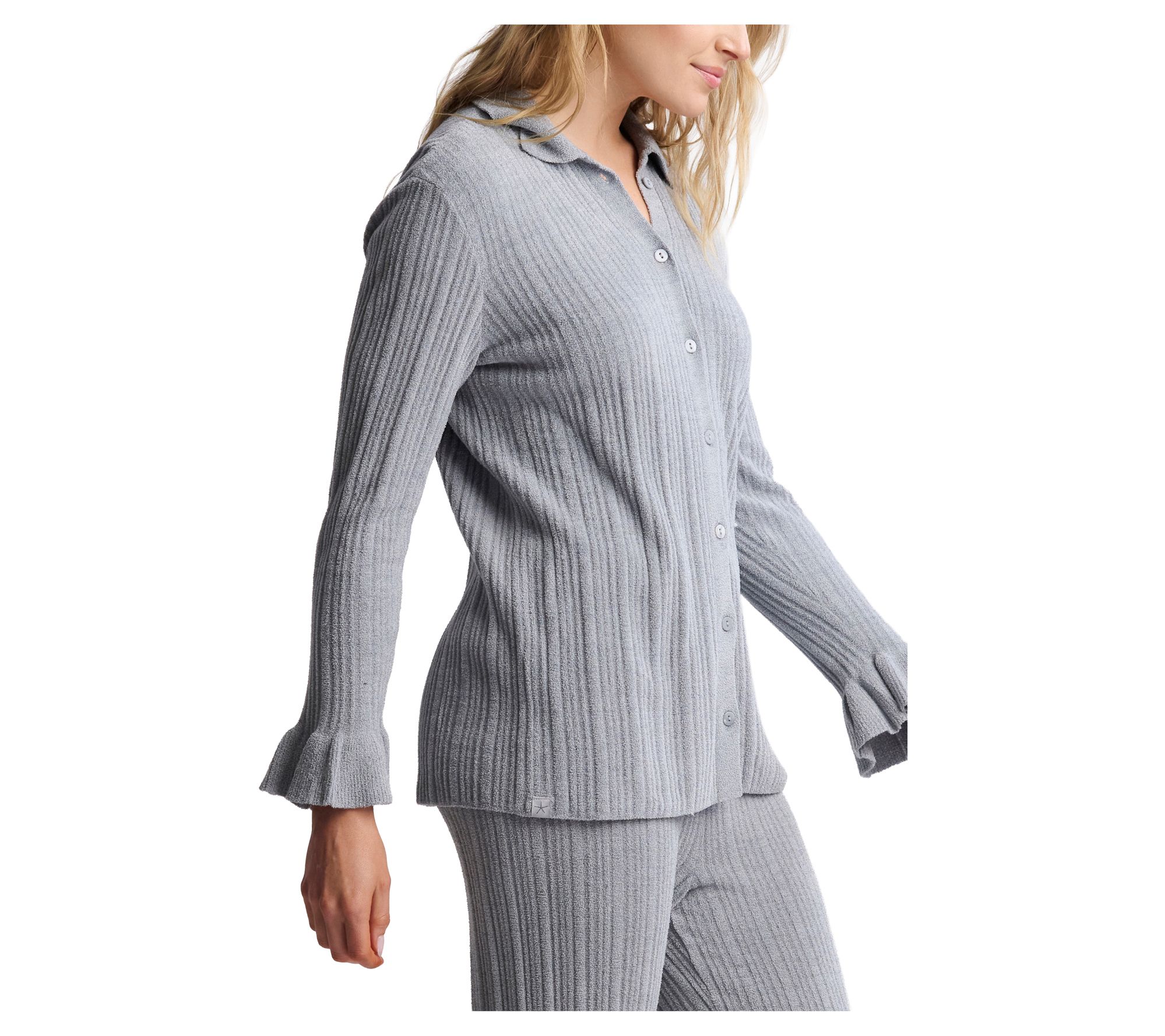 Barefoot Dreams CozyChic Ultra Lite Ribbed Ruffle Cuff Shirt