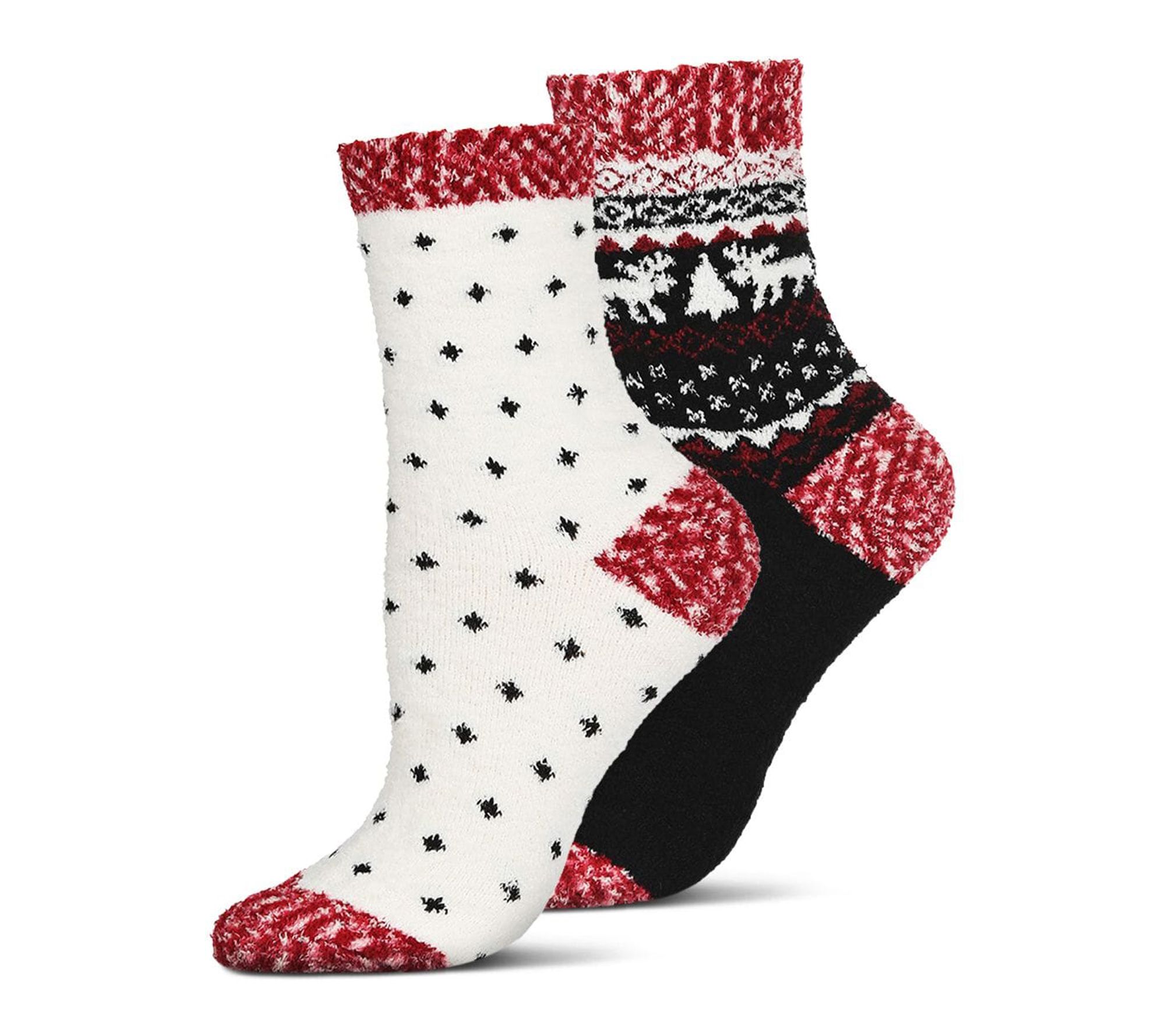 MeMoi Women's Set of 2 Fair Isle Cloud Soft Crew Socks