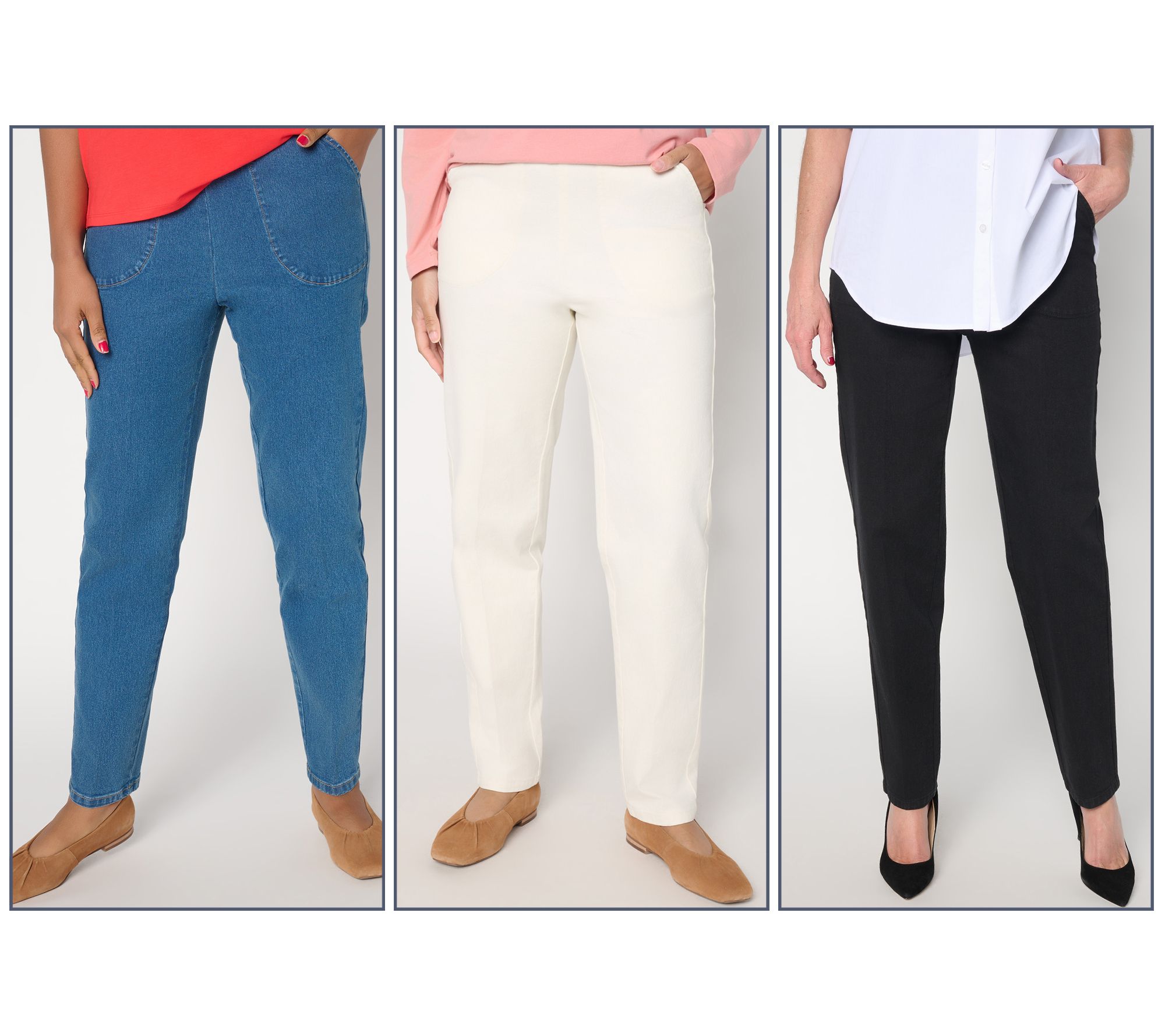 Denim & Co. Flat Front Pocket Pants w/ Front Crease
