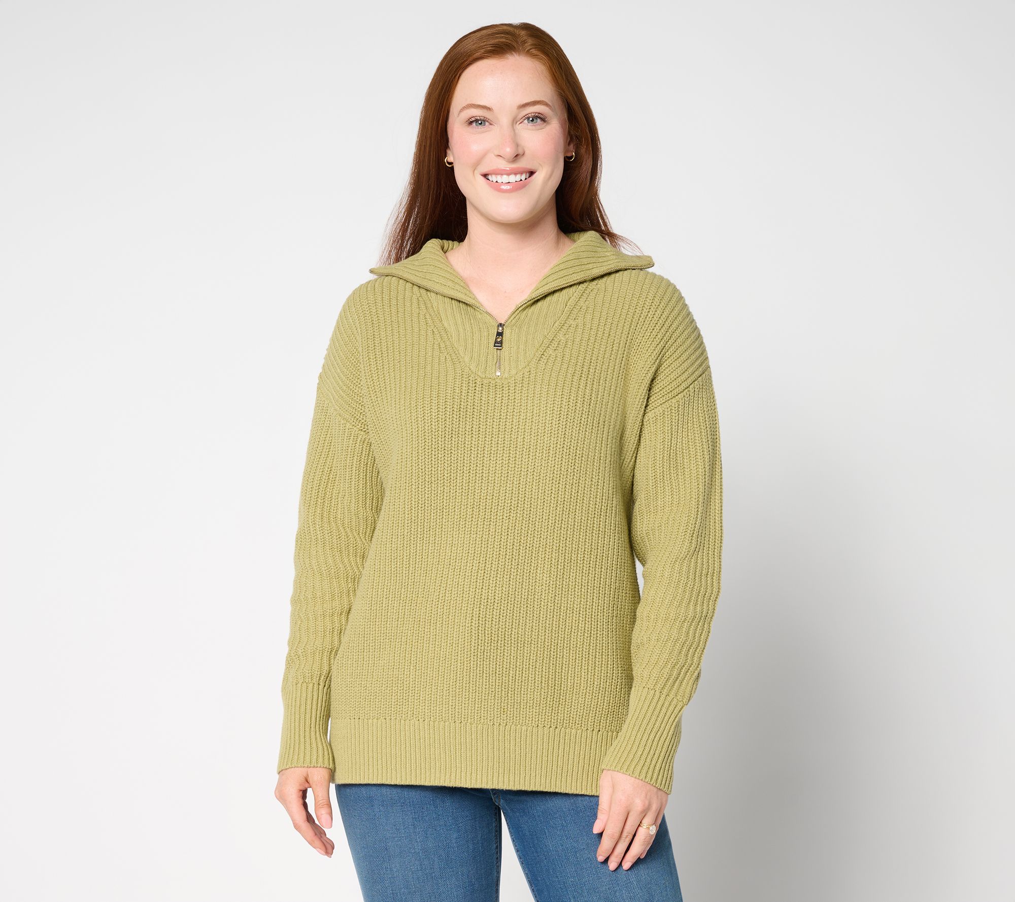 "As Is" Belle by Kim Gravel Chunky Shaker Half Zip Sweater