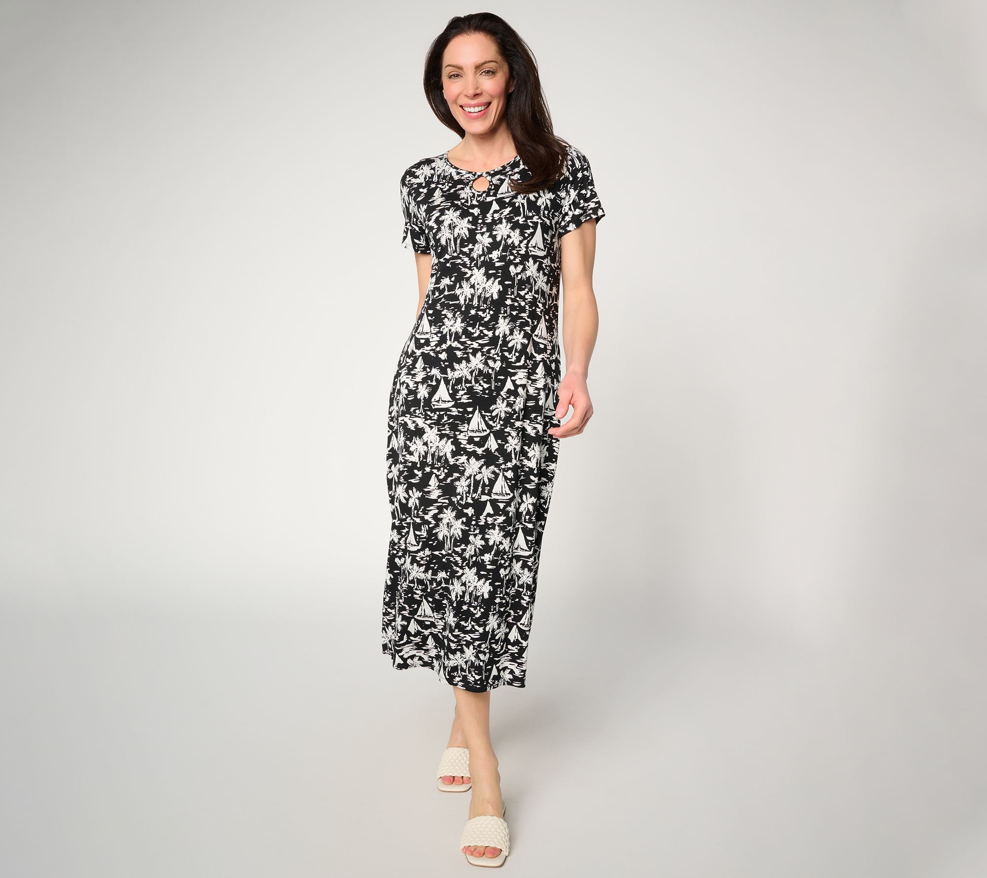 Quacker Factory Sail Away Sparkle Short Sleeve Dress