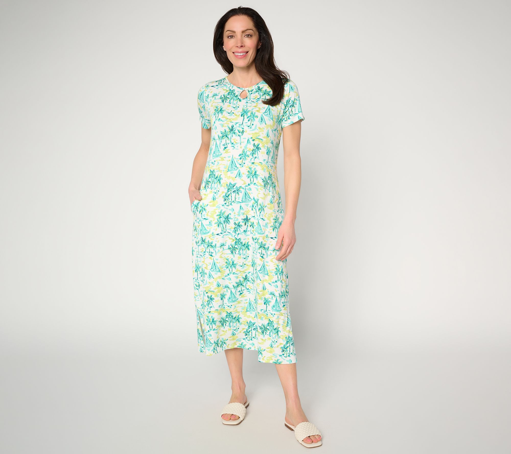 Quacker Factory Sail Away Sparkle Short Sleeve Dress