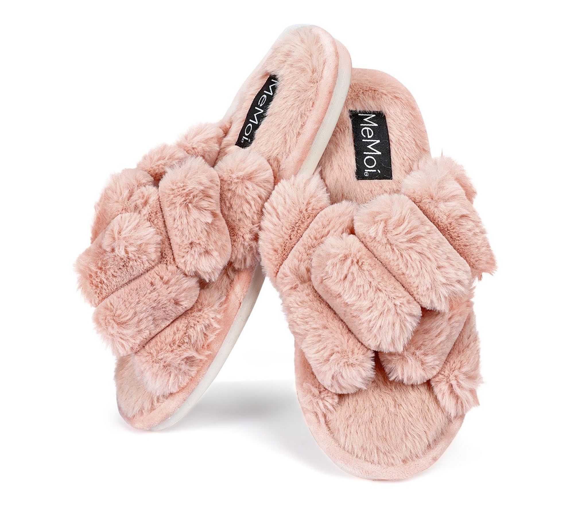 Memoi Women's Double Cross Plush Slippers