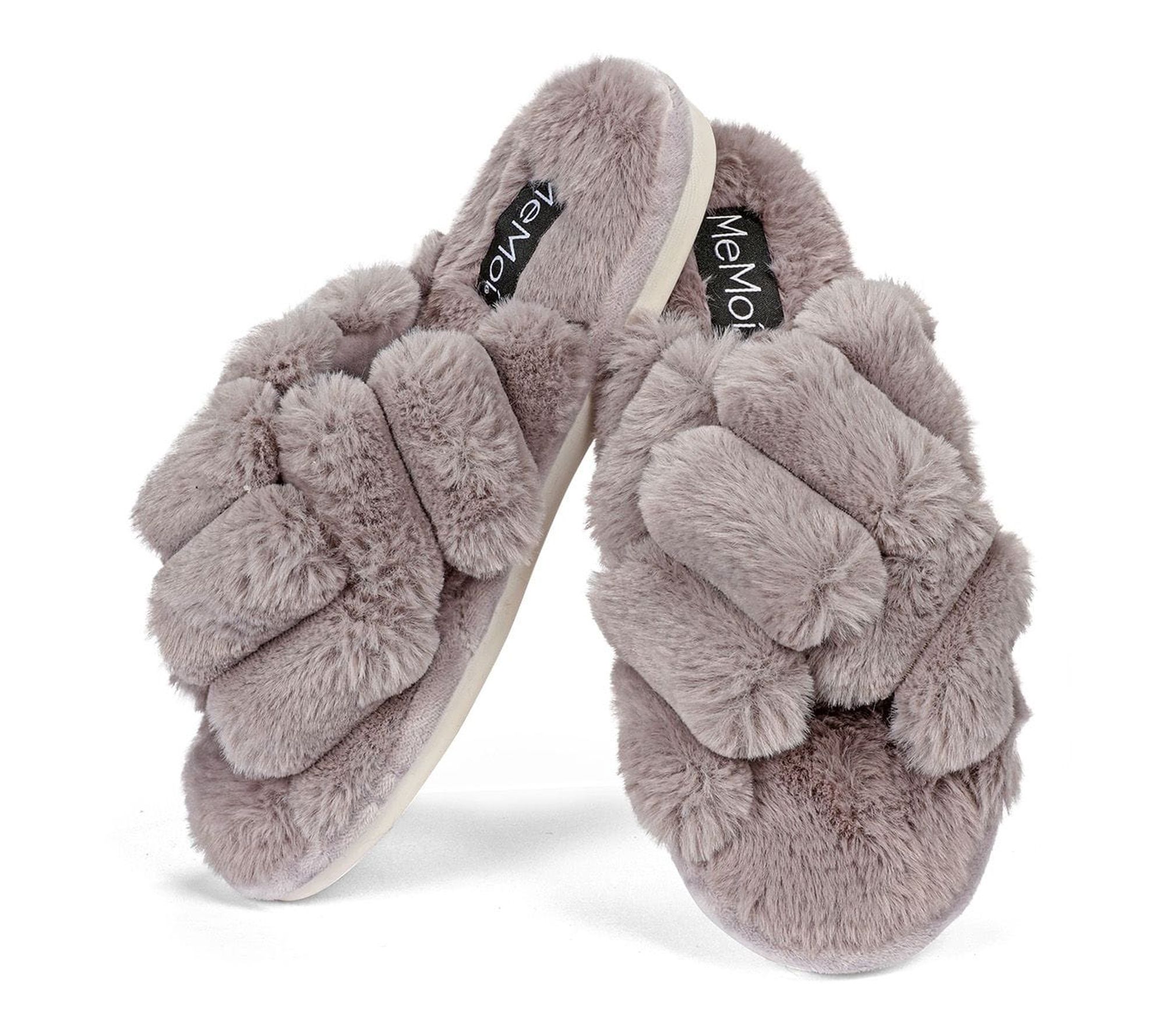 Memoi Women's Double Cross Plush Slippers