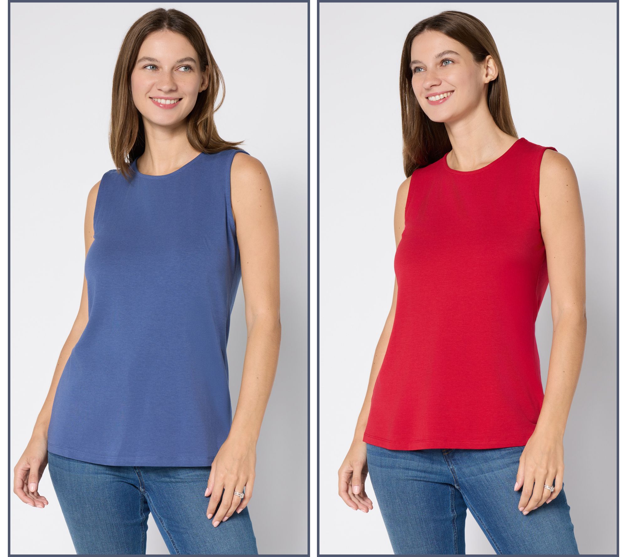 "As Is" Denim & Co. Essentials So Soft Jersey 2-Pack Tanks