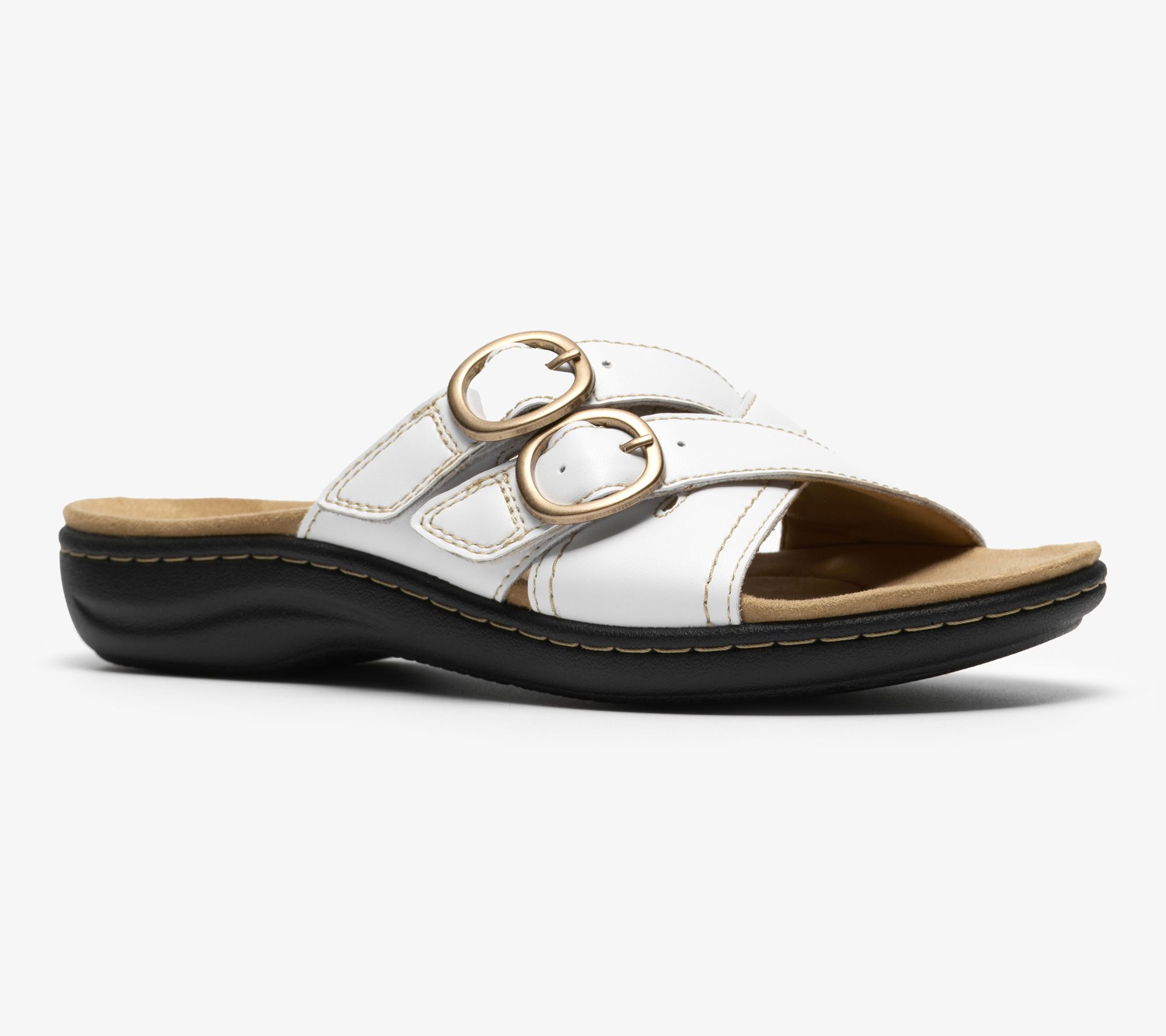  Clarks Collection Leather Slide Sandals -Laurieann Opal