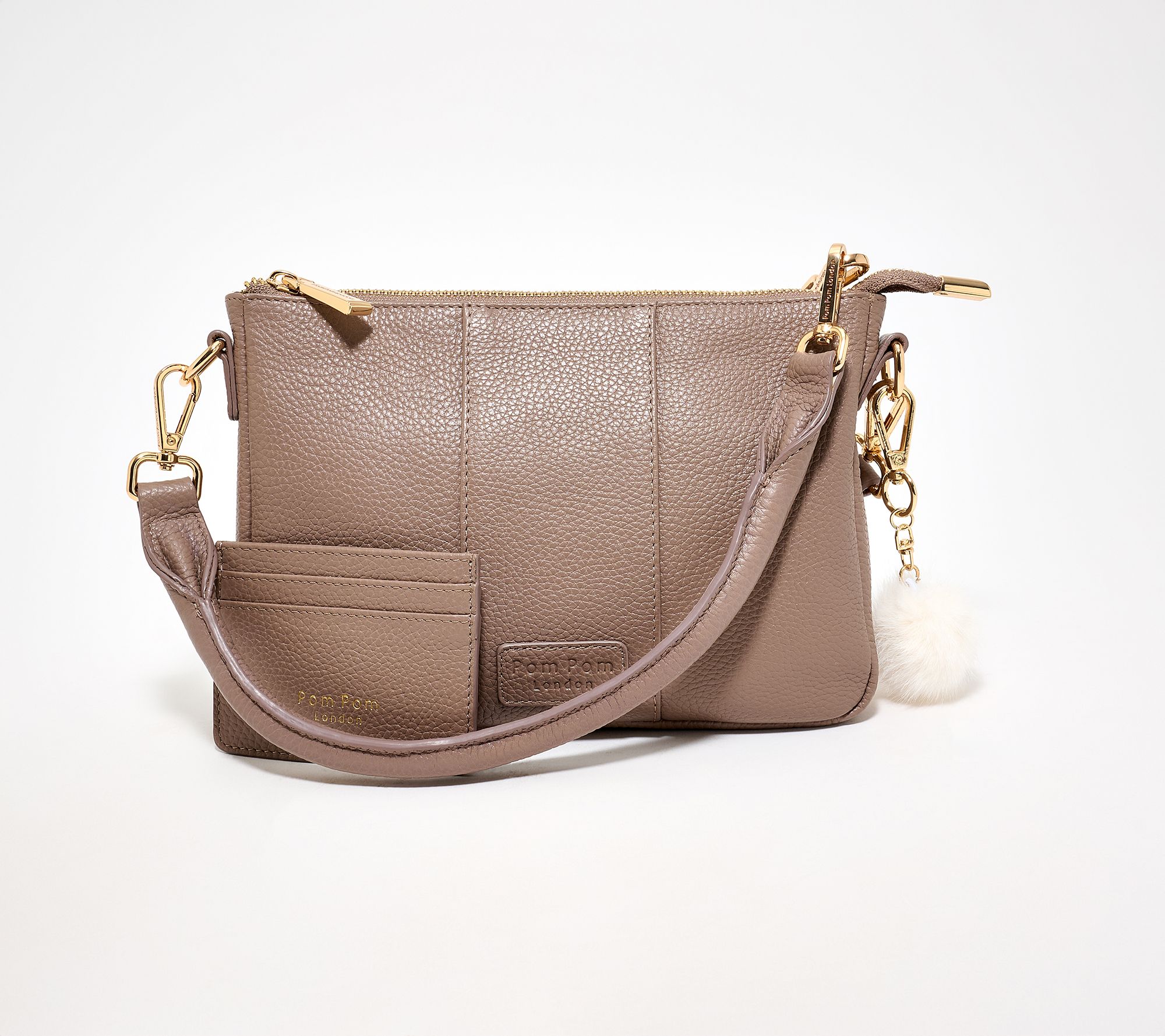 Pom Pom London Leather City Lite Crossbody w/ Shoulder Strap & Wallet