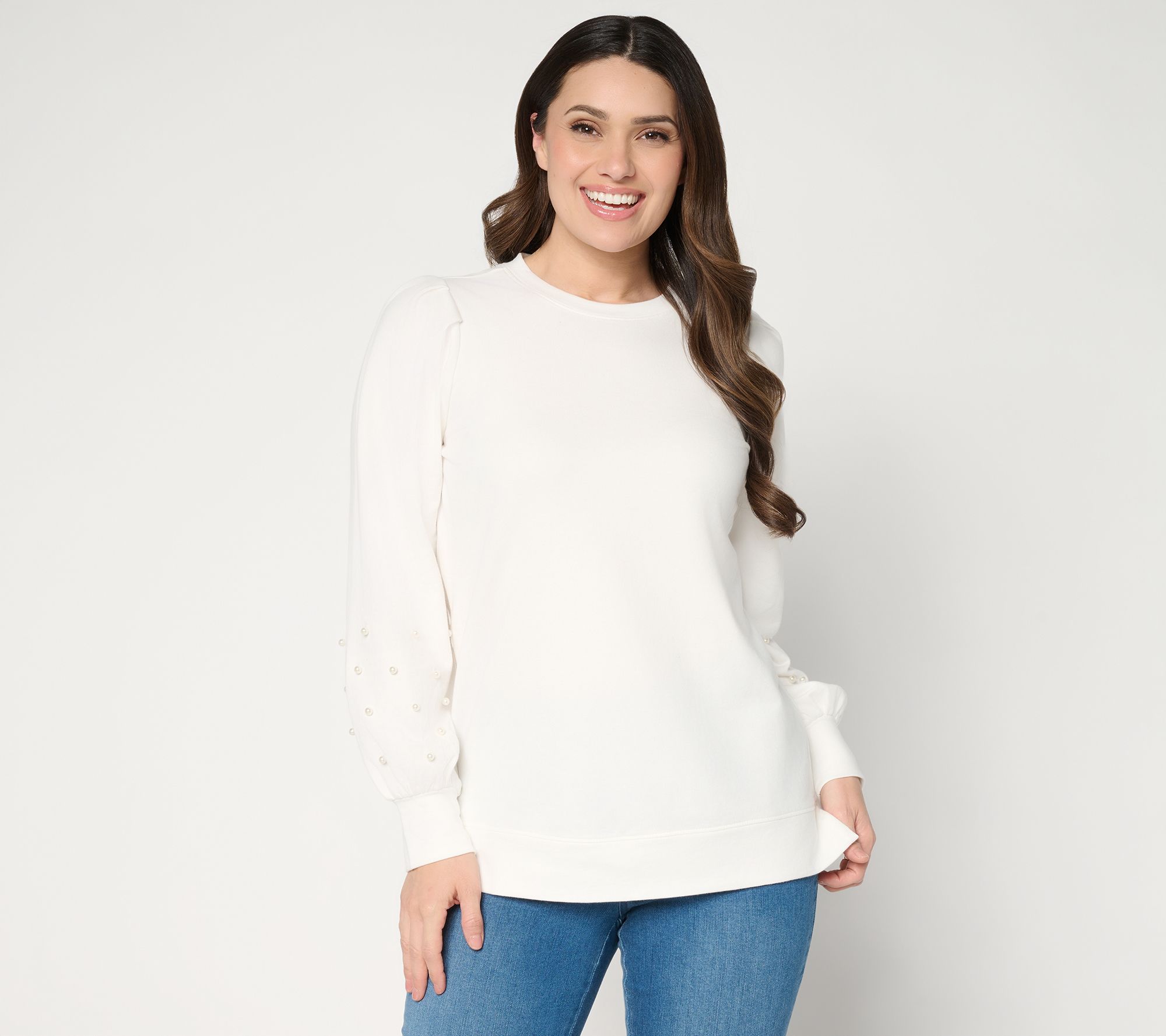 "As Is" Jingle Belles by Kim Gravel Uptown Pearls Blouson Slv Sweatshirt