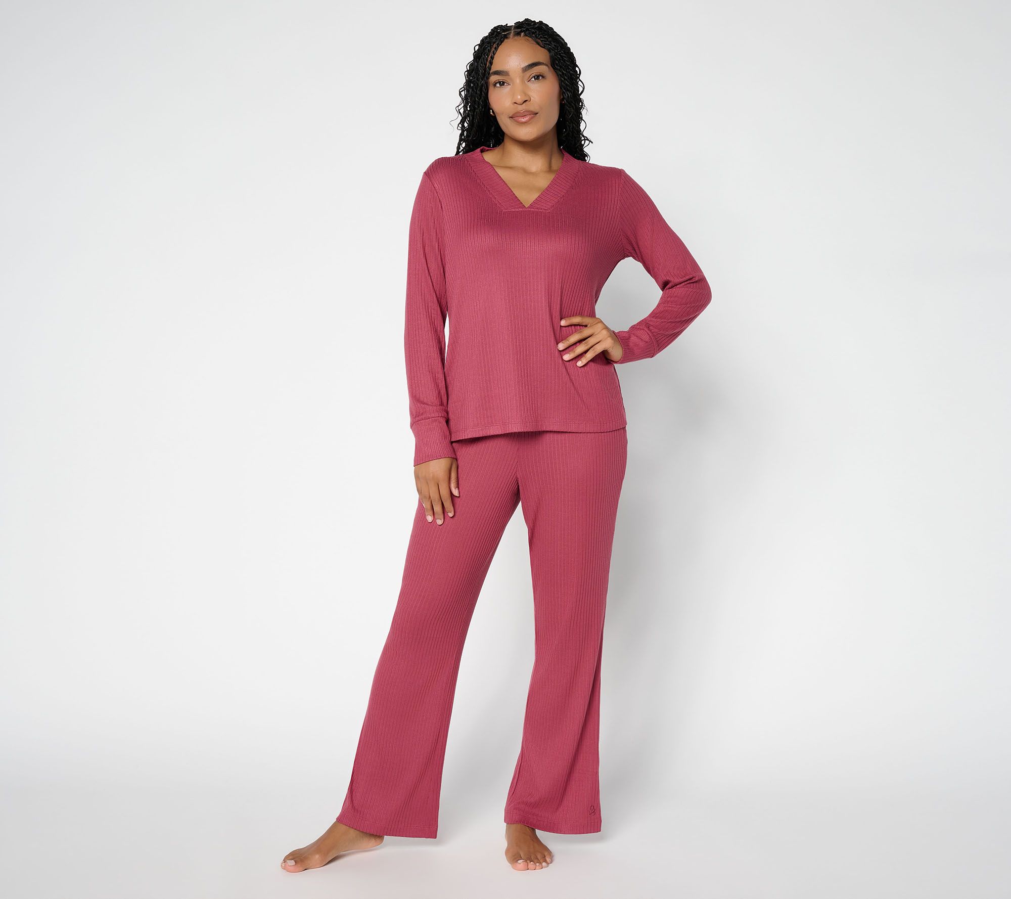 Cuddl Duds Regular Seriously Soft w/ Rib V-Neck and Lounge Pant