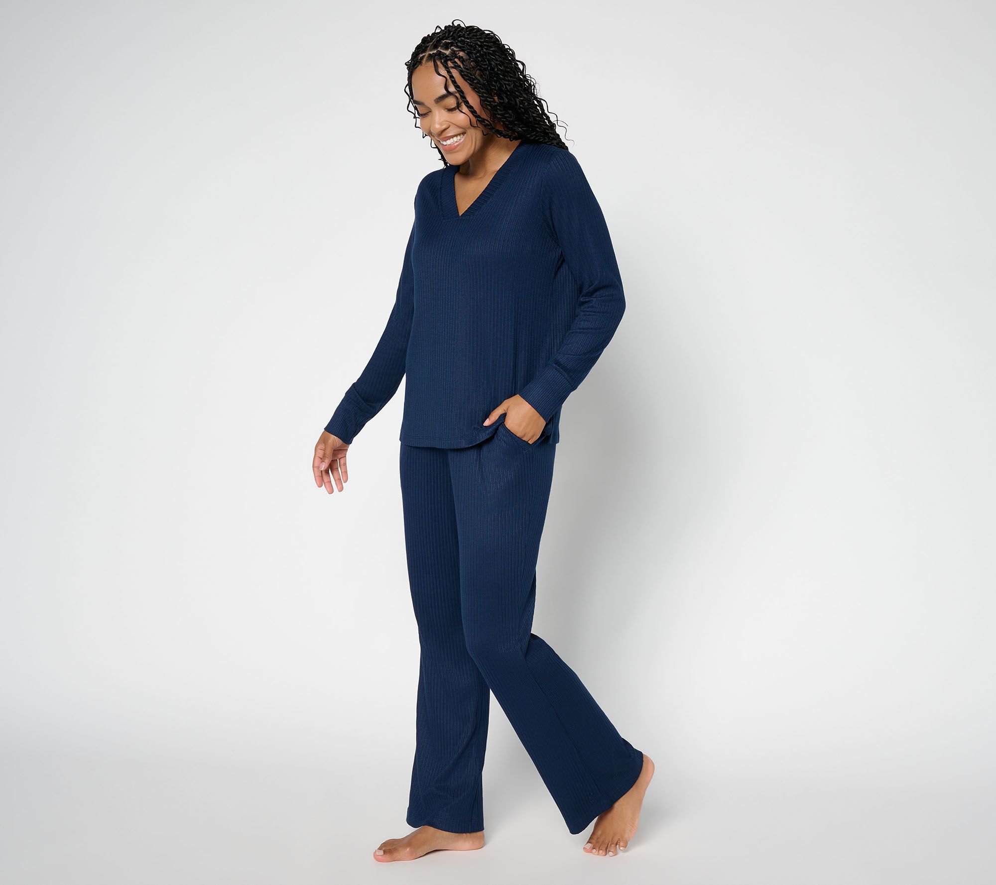 Cuddl Duds Regular Seriously Soft w/ Rib V-Neck and Lounge Pant