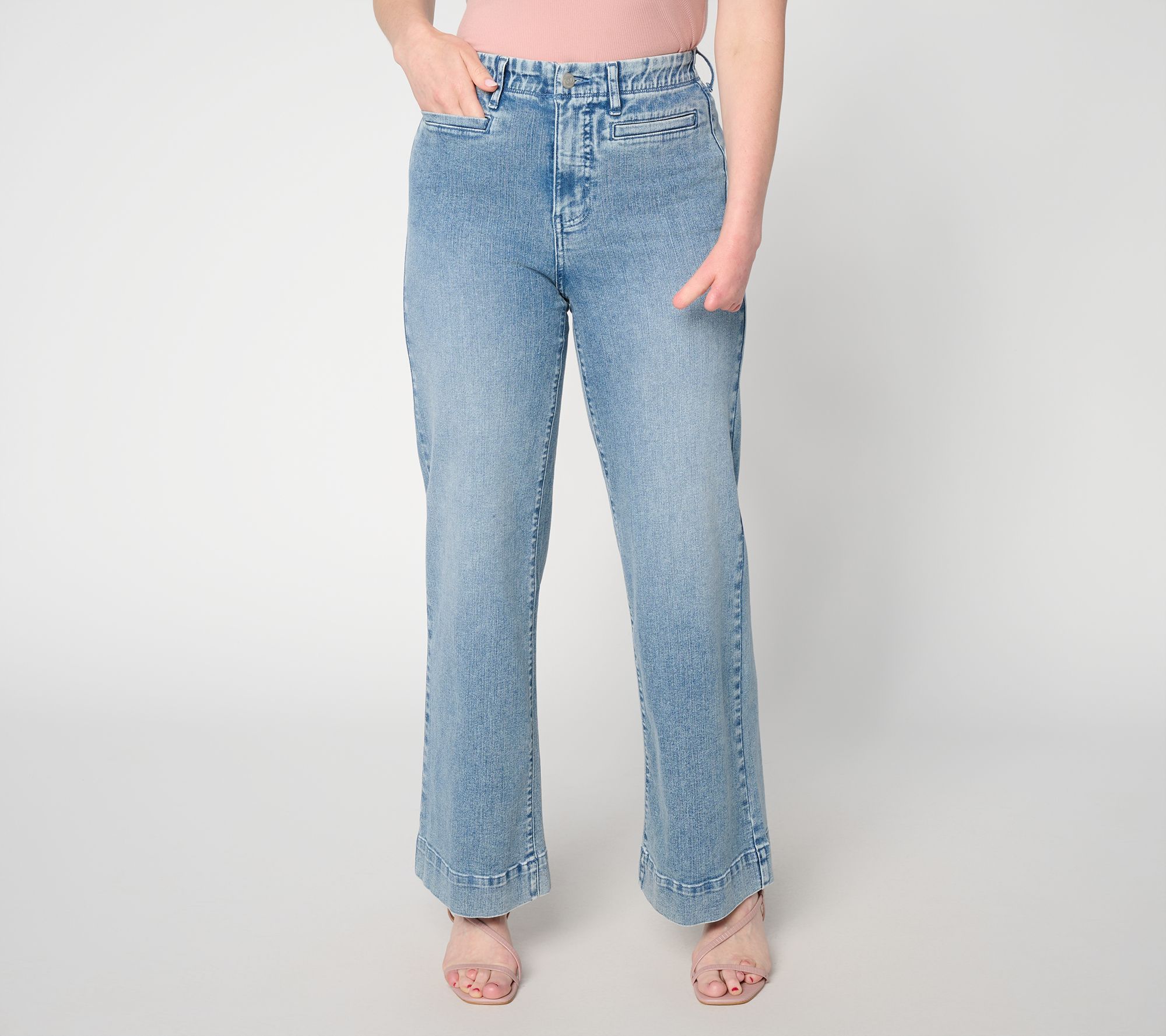 Me by Jennie Garth Reg Welt Pocket Wide Leg Jeans-Indigo