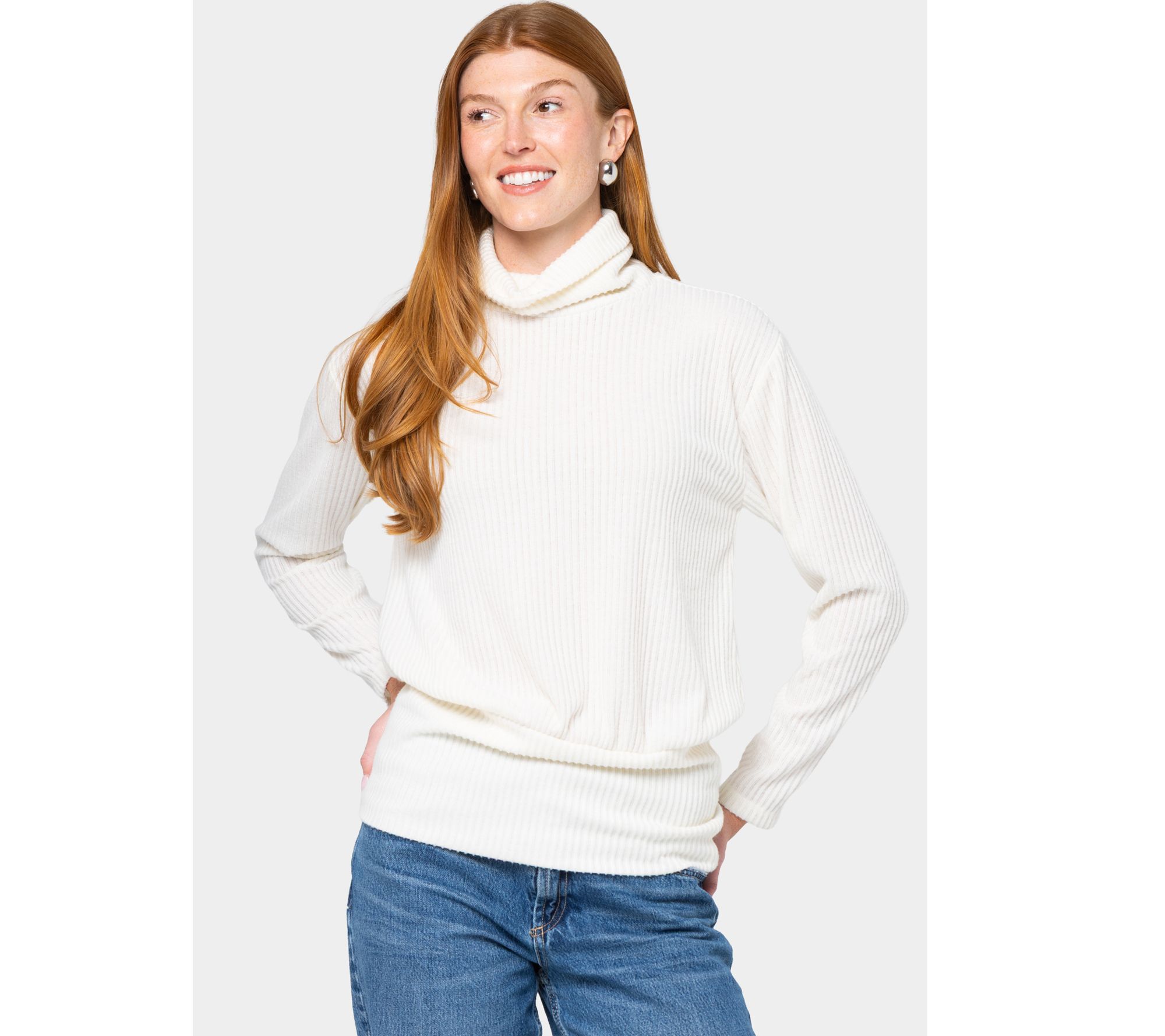 "As Is" Peace Love World Rib Comfy Turtleneck