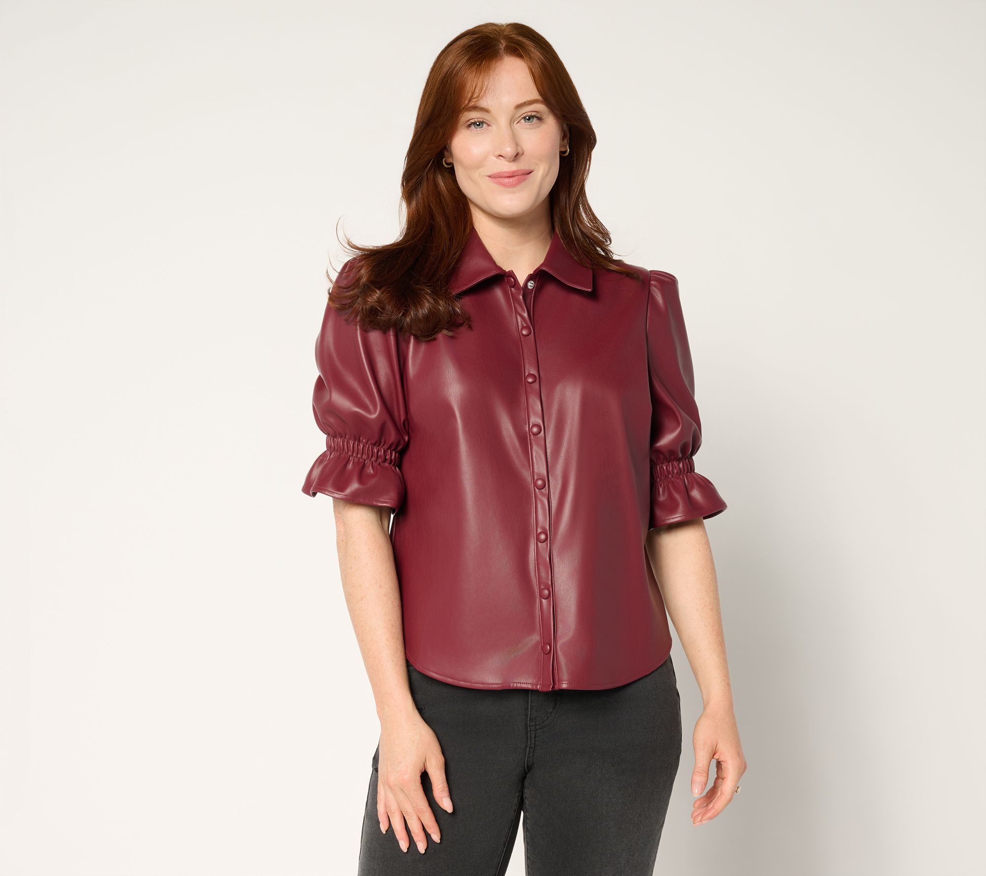 "As Is" Me by Jennie Garth Liberty Faux Leather Blouse