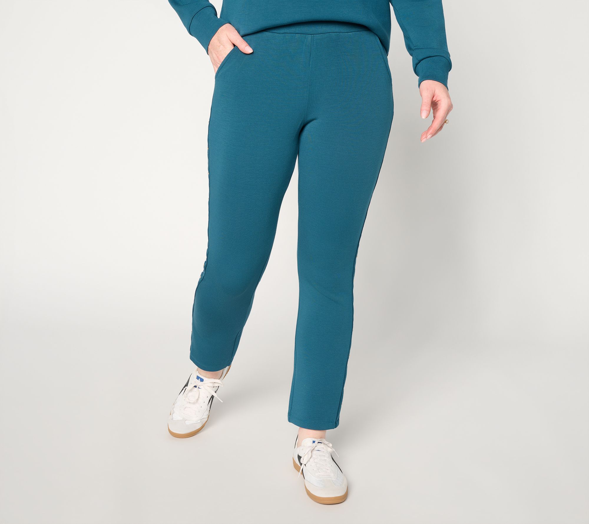  Belle by Kim Gravel Regular ScubaLuxe Straight Leg Studded Pant