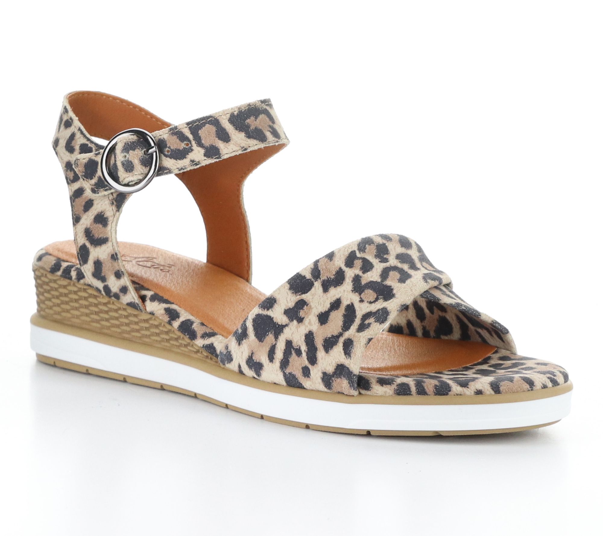 Bos. & Co. Sued e Animal Print Buckle Sandals - Avon