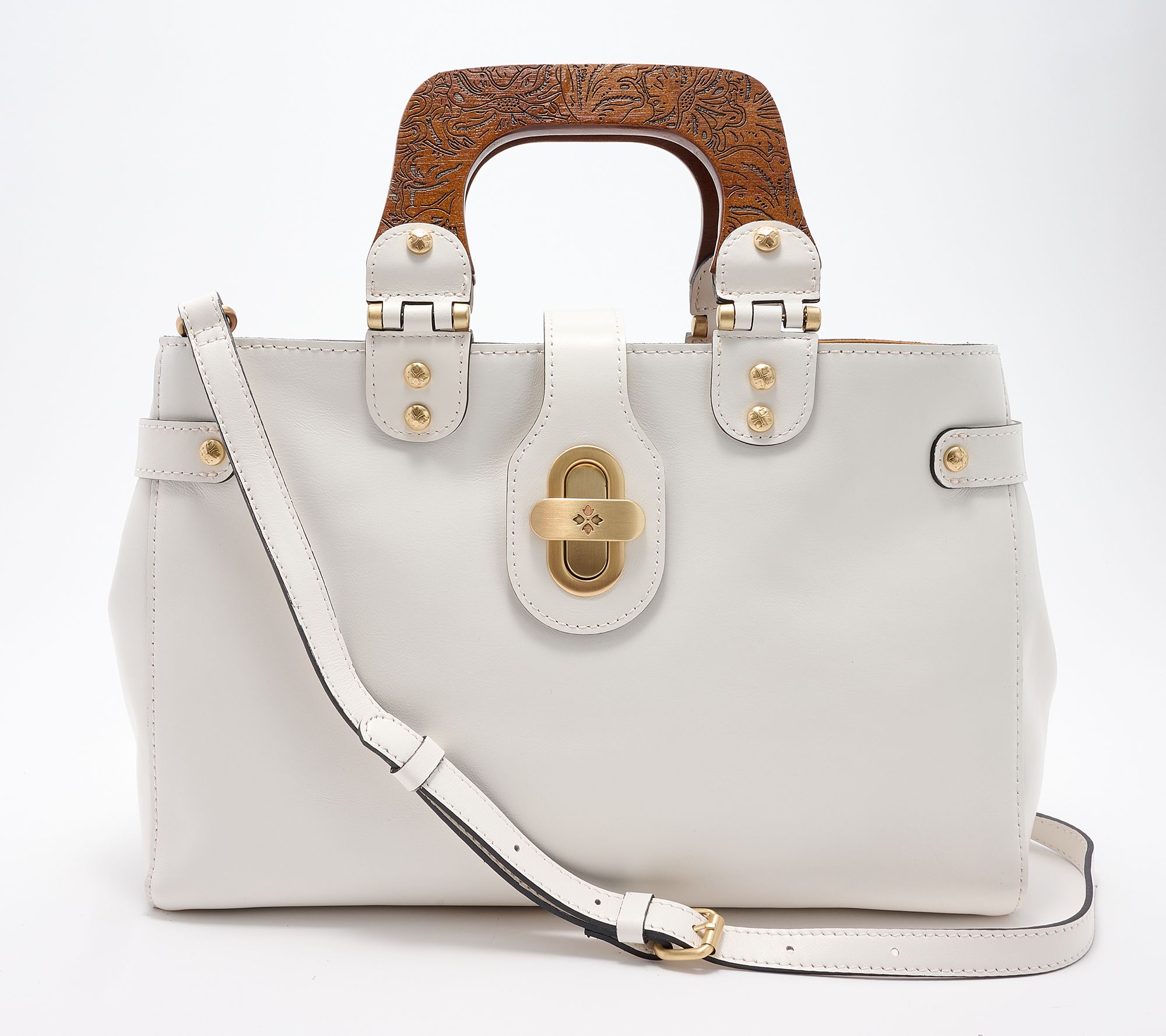 "As Is" Patricia Nash Sansia Wooden Top Handle Satchel Bag