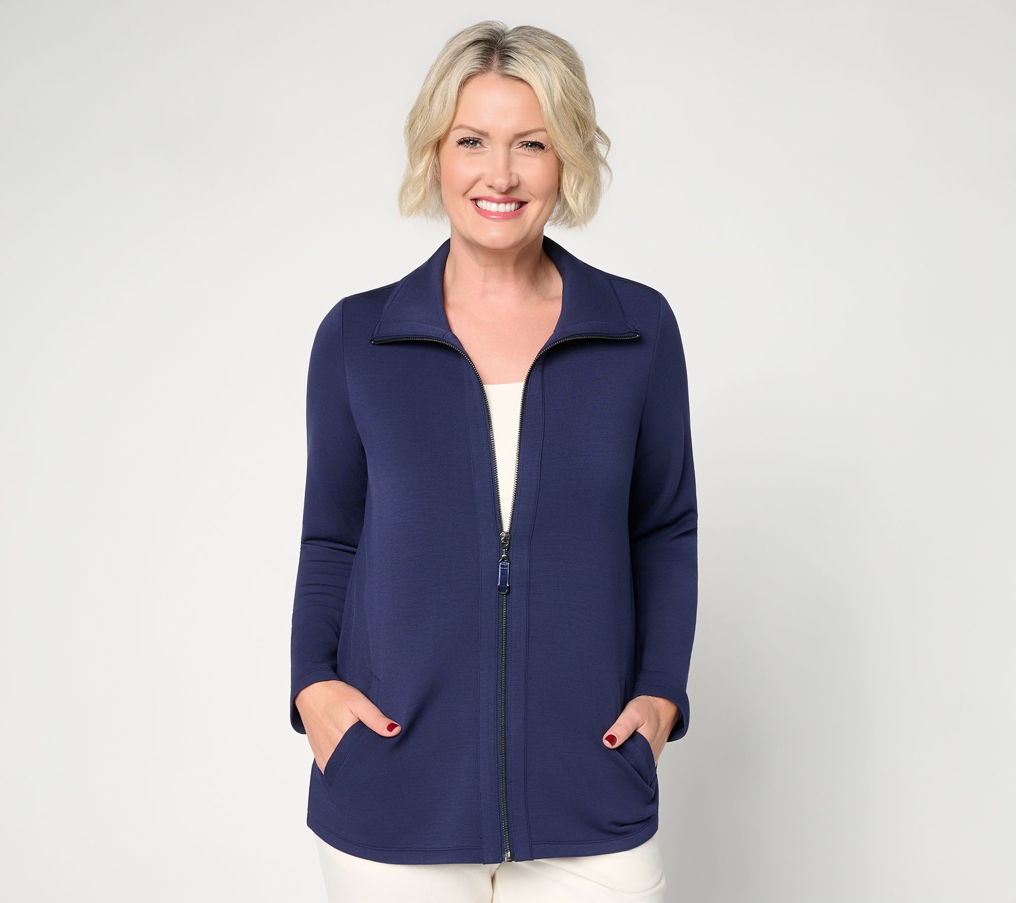 Belle by Kim Gravel Petite Zip Jacket w/ Velvet Tab