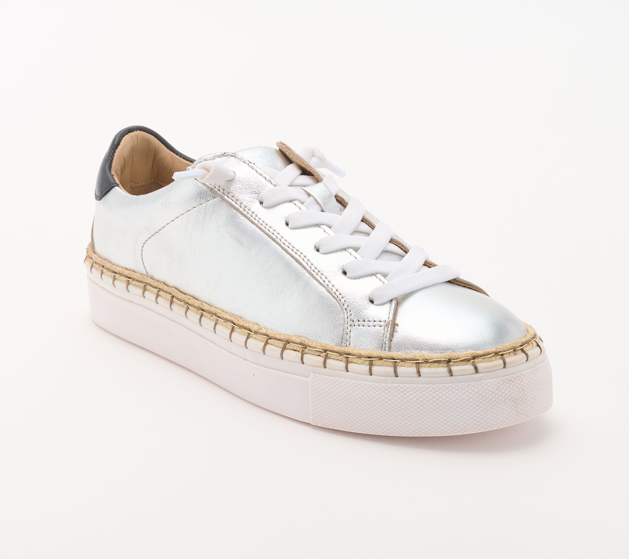 "As Is" Diba True Leather Lace-Up Sneakers - Em Belish
