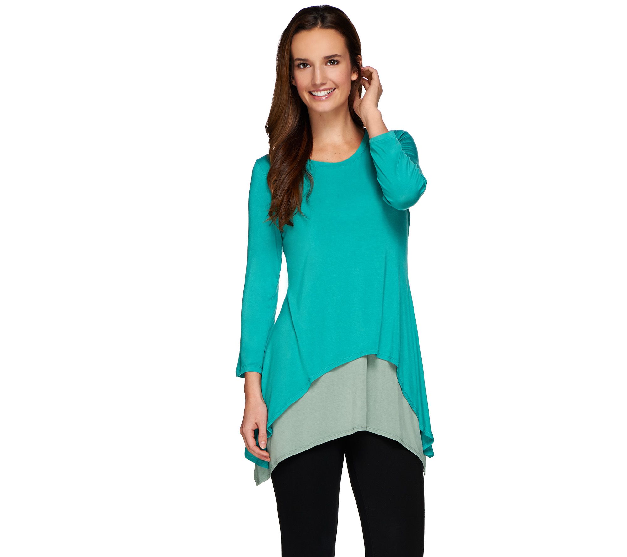 LOGO by Lori Goldstein Petite Handkerchief Hem Top & Tank - QVC.com