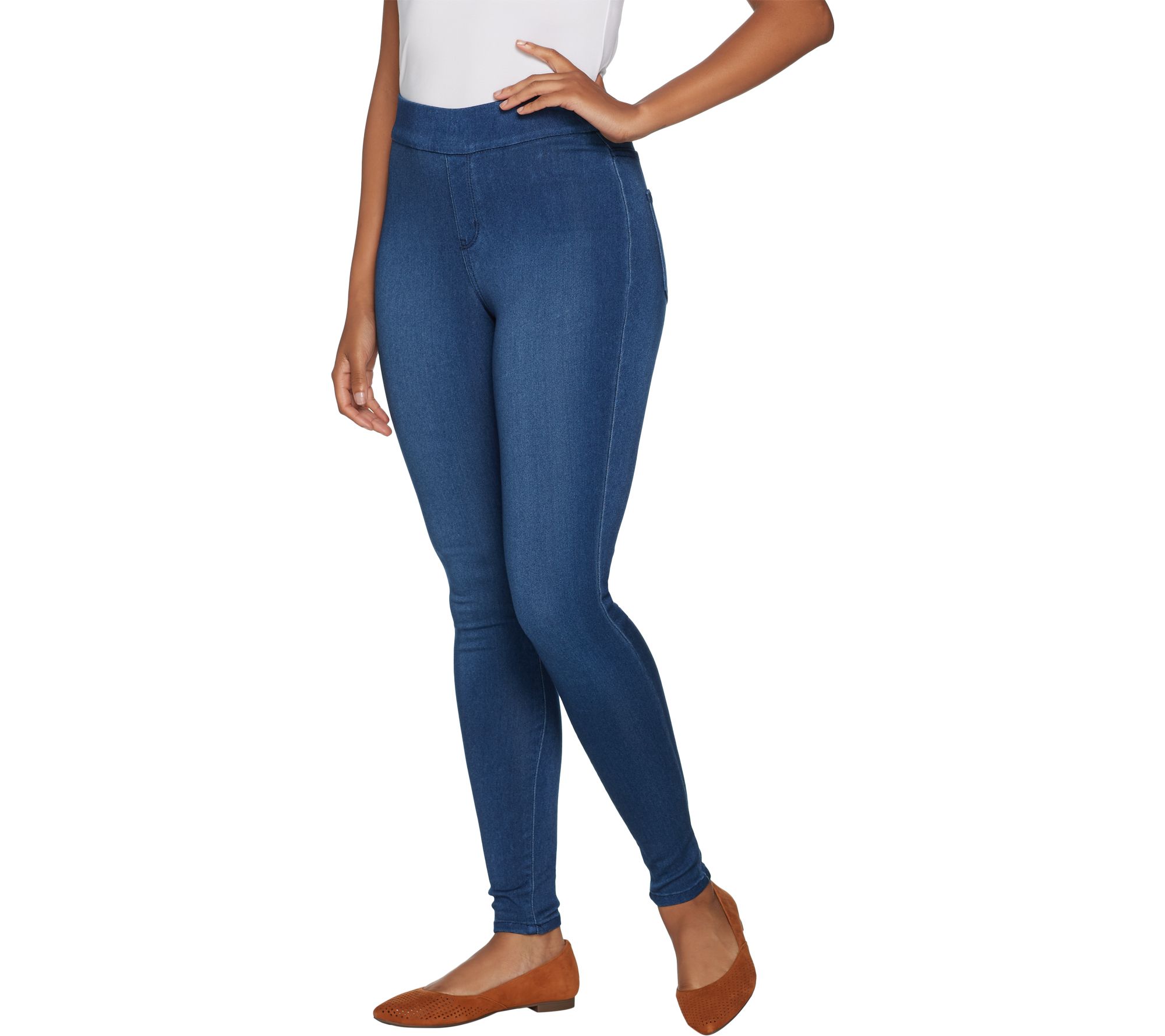 Denim & Co. Pull-On Stretch Denim Leggings - QVC.com