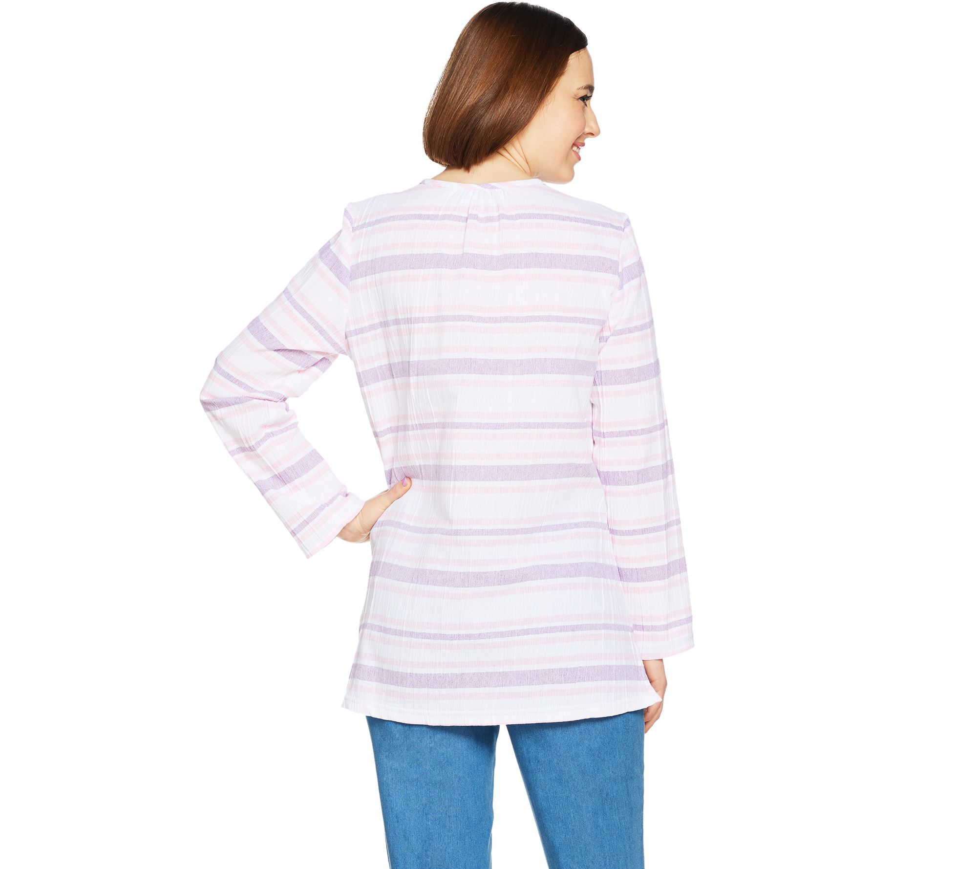 "As Is" Denim & Co. Beach Long Sleeve Gauze Tunic