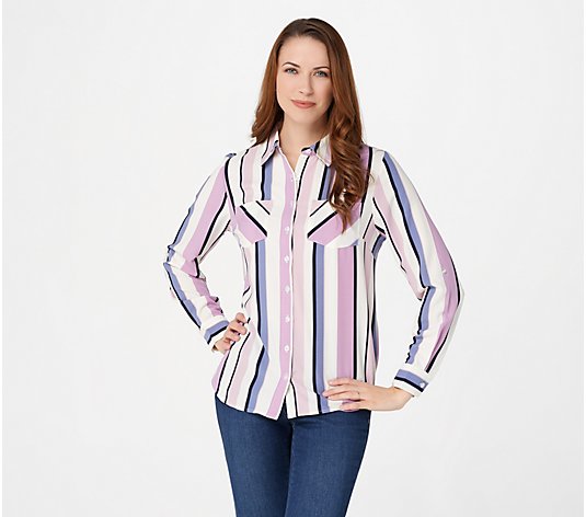 Denim & Co. Striped Button-Front Shirt
