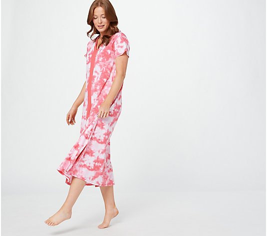 Carole Hochman Tie-Dye Ultra Jersey Short Sleeve Maxi Dress