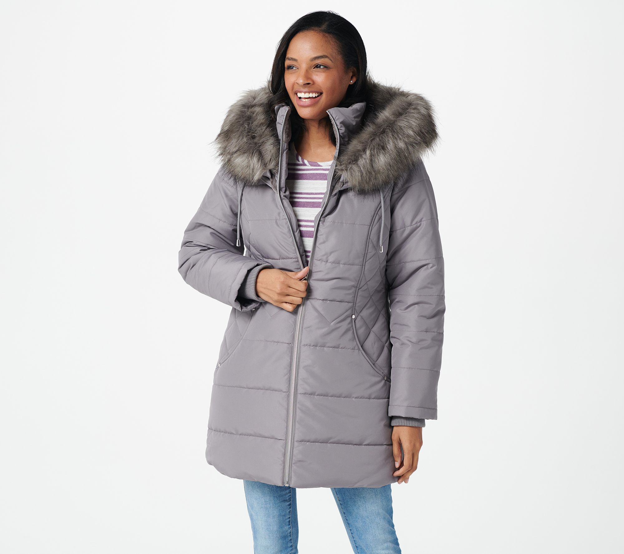 "As Is" Susan Graver Water Resistant Quilted Puffer Jacket w/ Hood