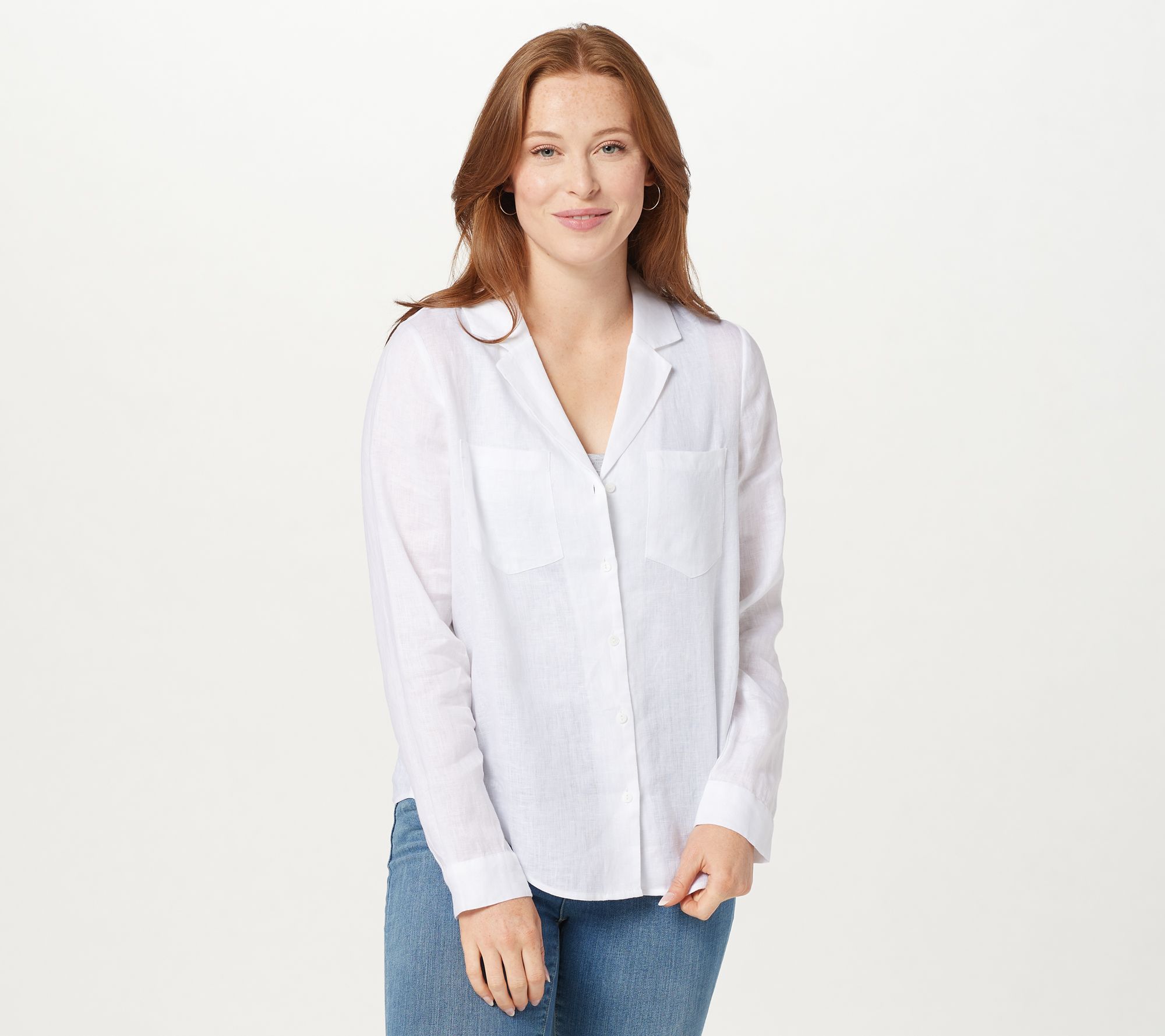 NYDJ Womens Linen Tee with Lace Detail 