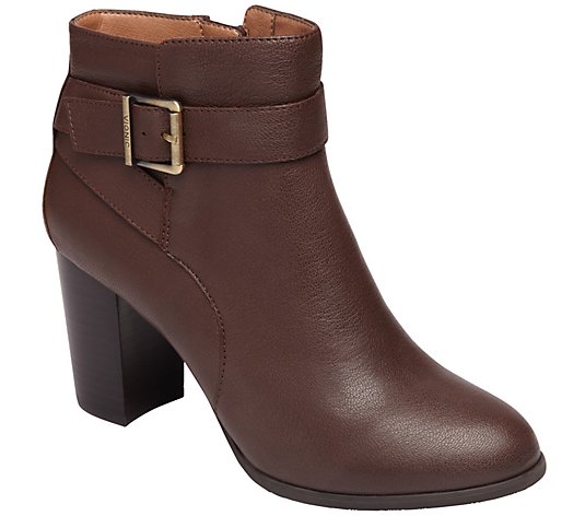 Vionic Leather Block-Heel Ankle Boots - Alison