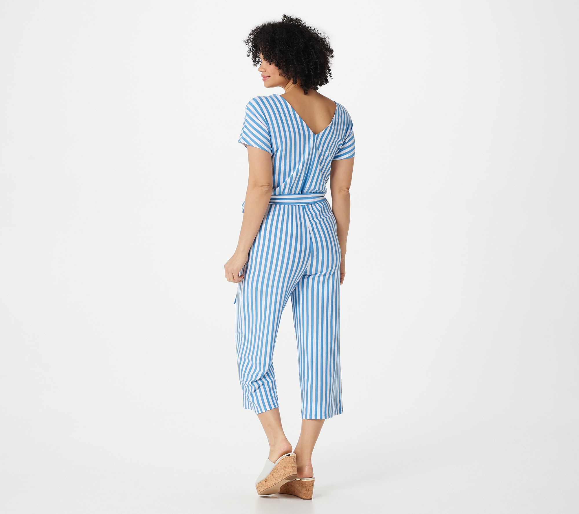 AnyBody Textured Knit Tie Front Jumpsuit