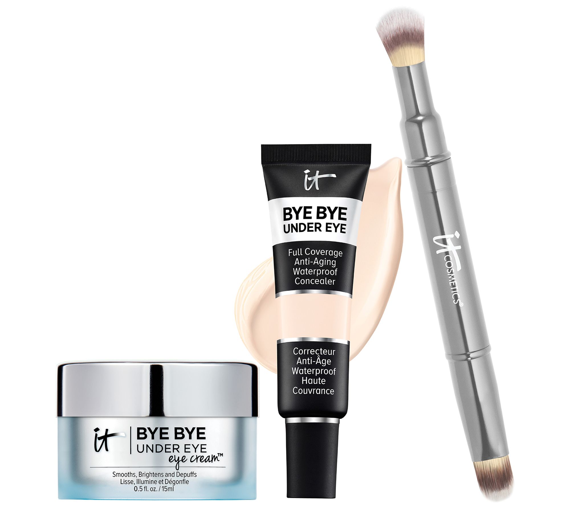 IT Cosmetics Bye Bye Under Eye Concealer Eye Cream w/ Luxe Brush - QVC.com