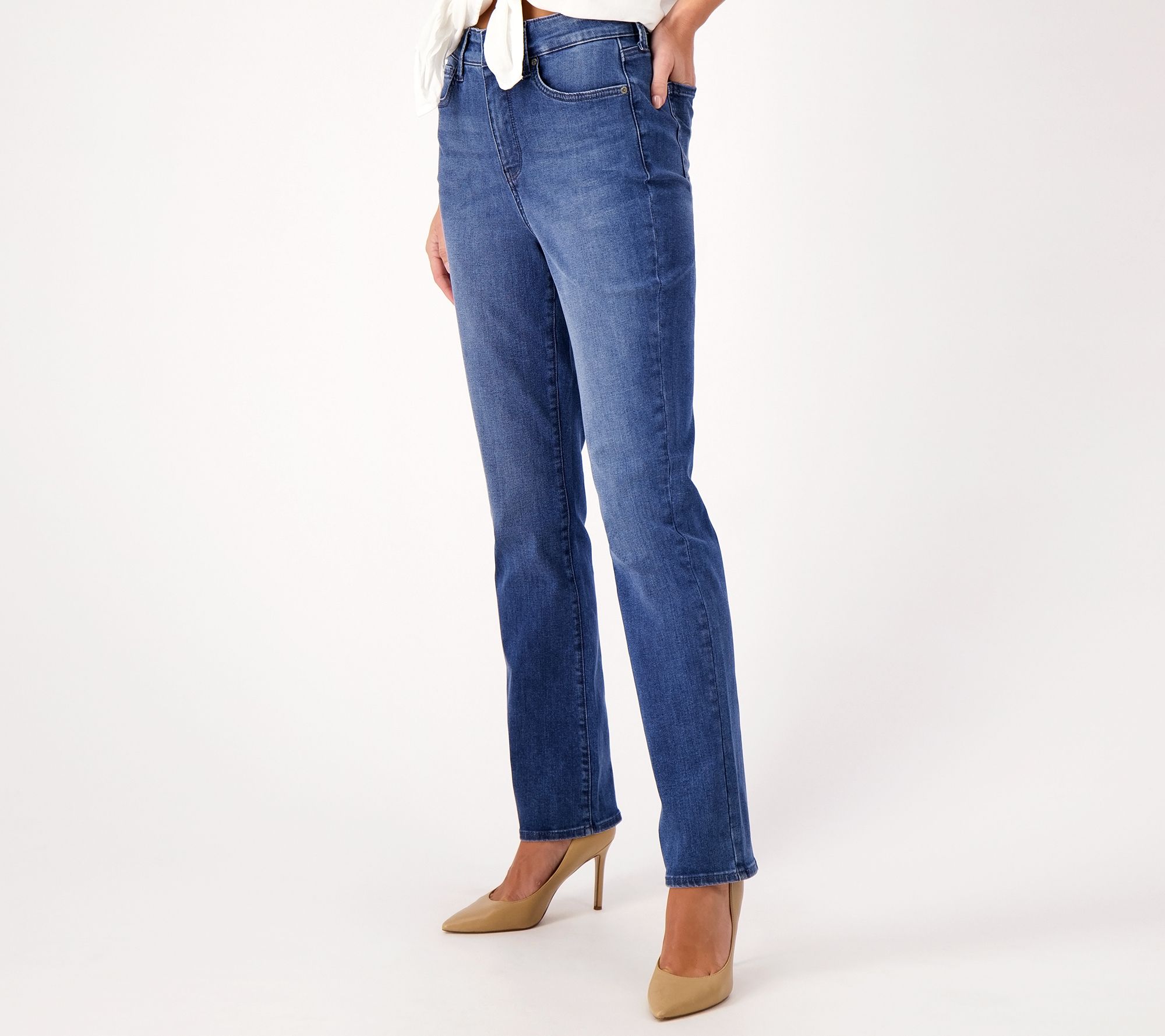 NYDJ Curve Shaper Marilyn Straight Jeans- Heavenly - QVC.com