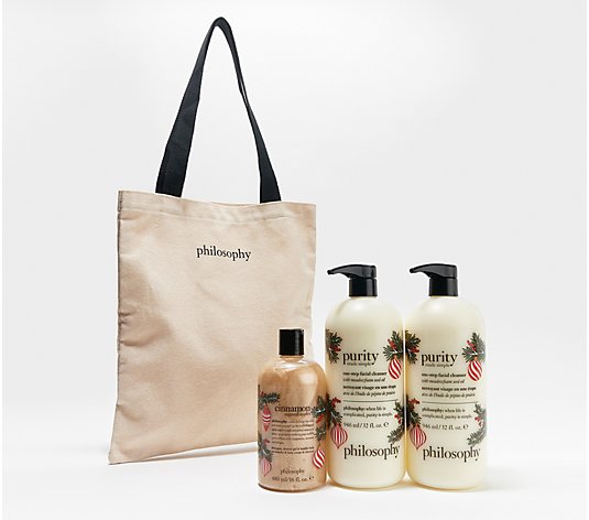 philosophy holiday edition purity cleanser 3pc set w/ tote
