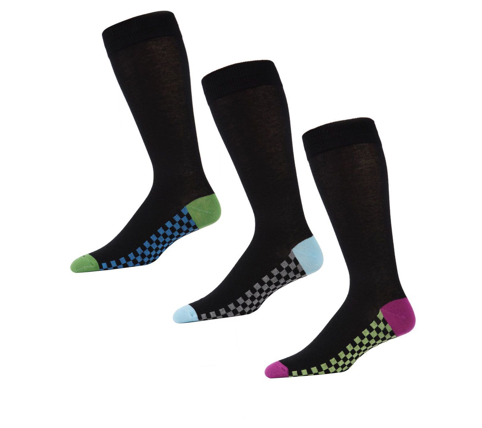 Memoi Men's Checkered Tops Crew Sock - 3 Pack