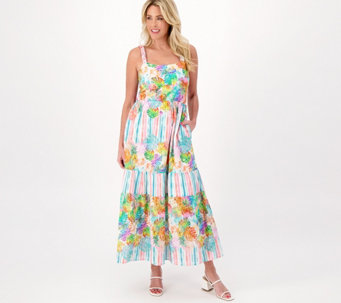 Destination 365 Printed Maxi Dress with Braided Straps