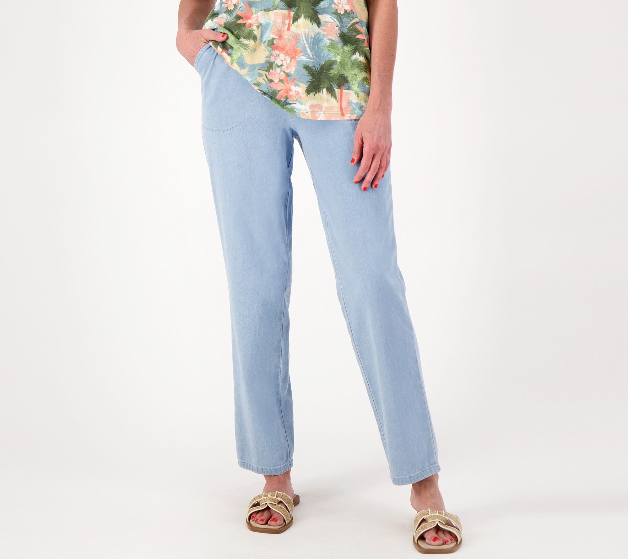 As Is Denim & Co. Active Printed or Solid Duo Tall Pant w/ Pocket