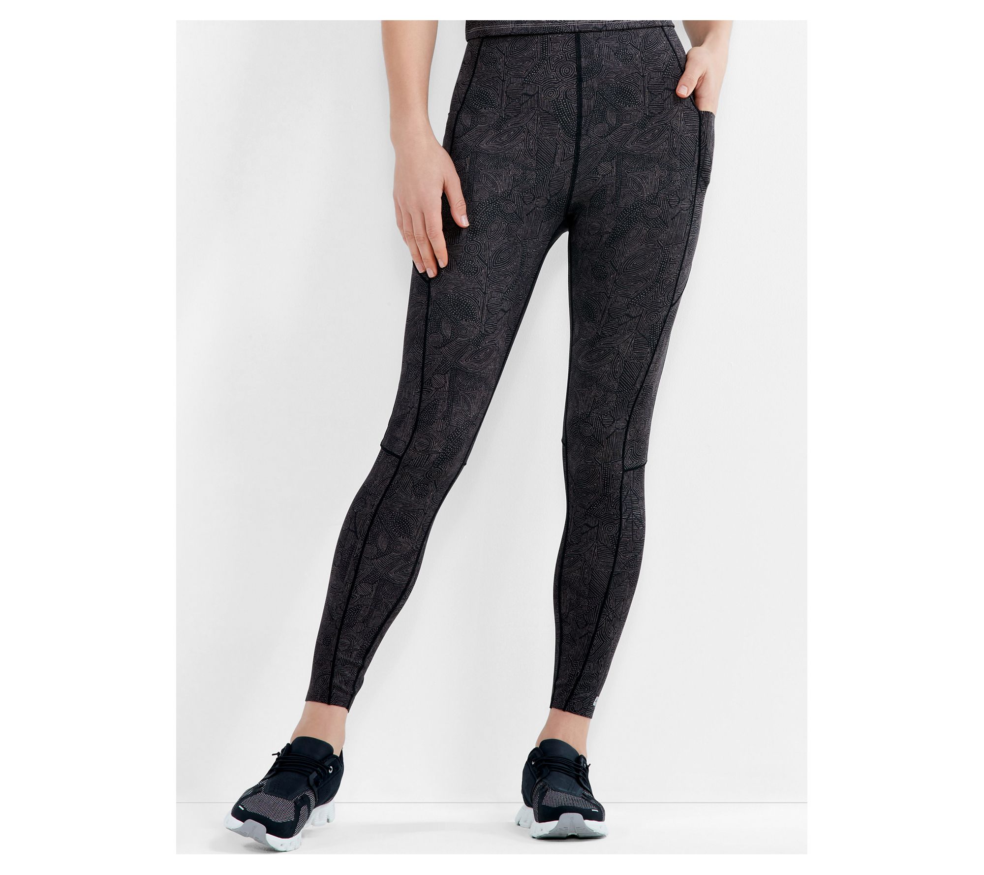 High Waisted Leggings With Pocket in Geo - 7/8 length –