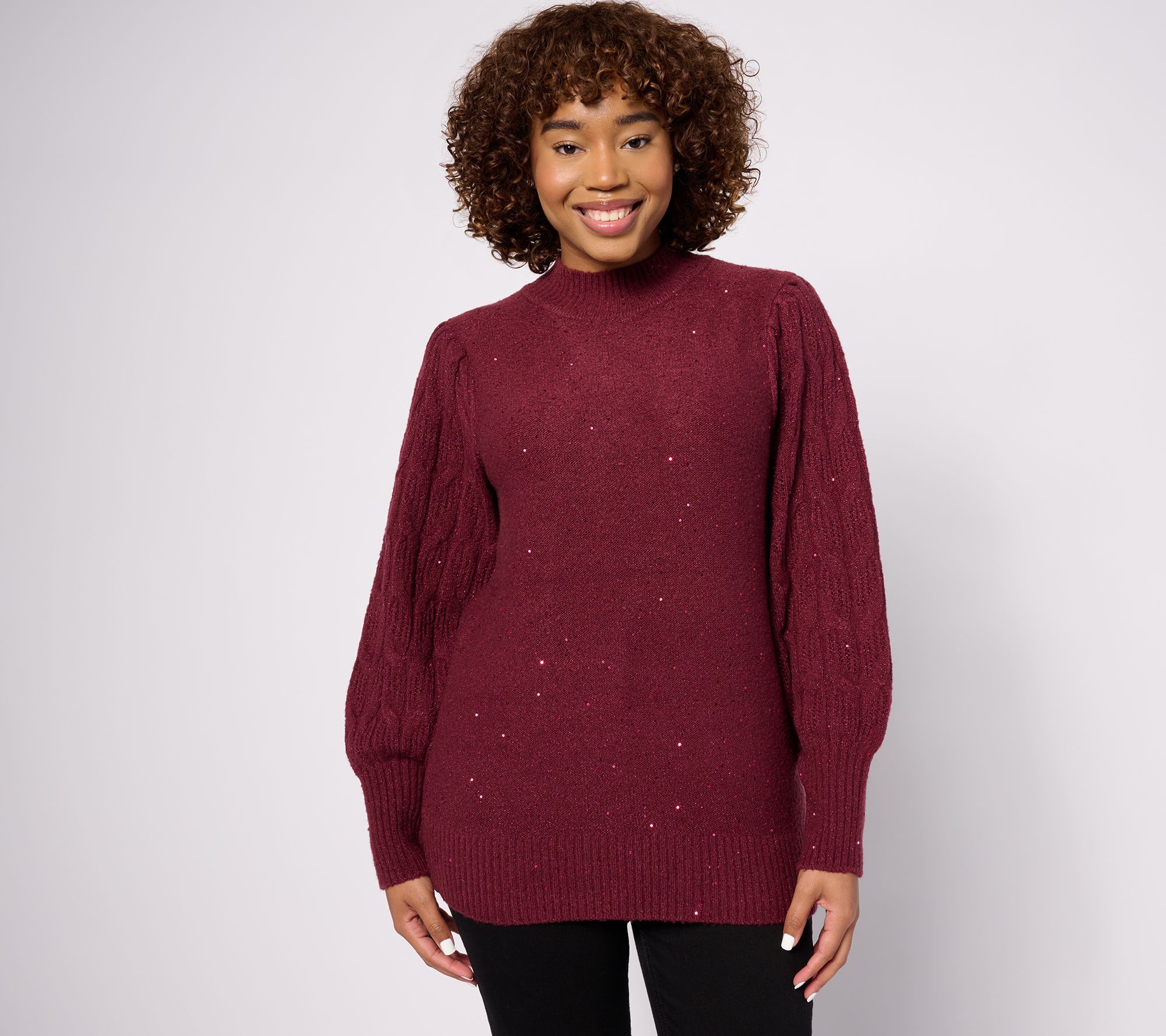 Vince Camuto Shimmer Crewneck Sweaters