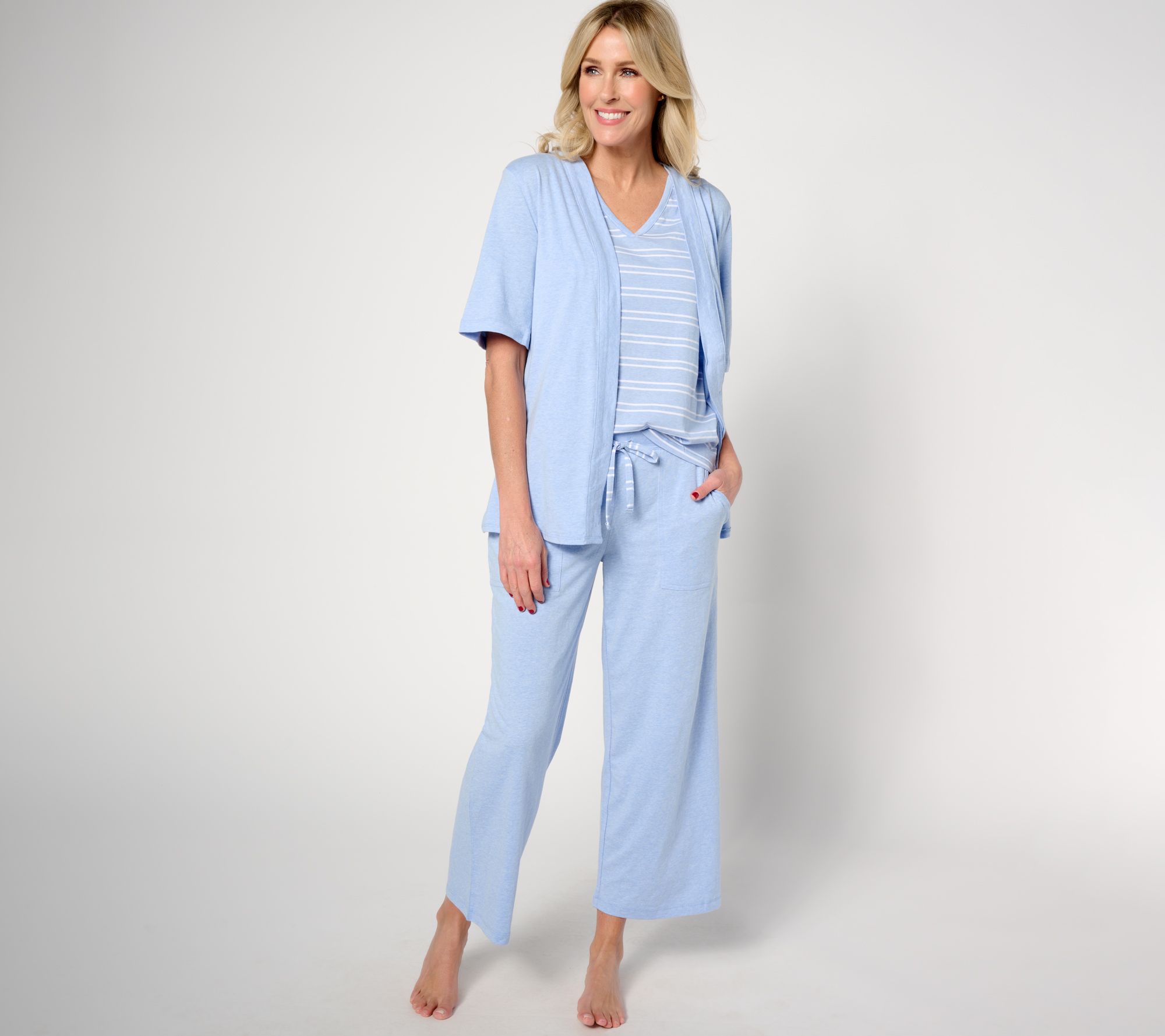 Carole Hochman Women's Light Blue & Grey 4 Piece Pyjama Set