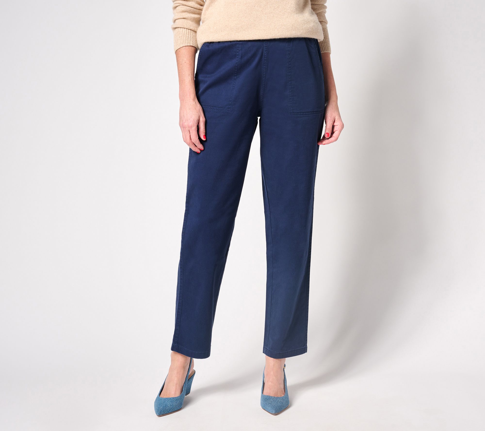 Denim & Co. Comfy Knit Air Petite Straight Crop Pant with Side Slits