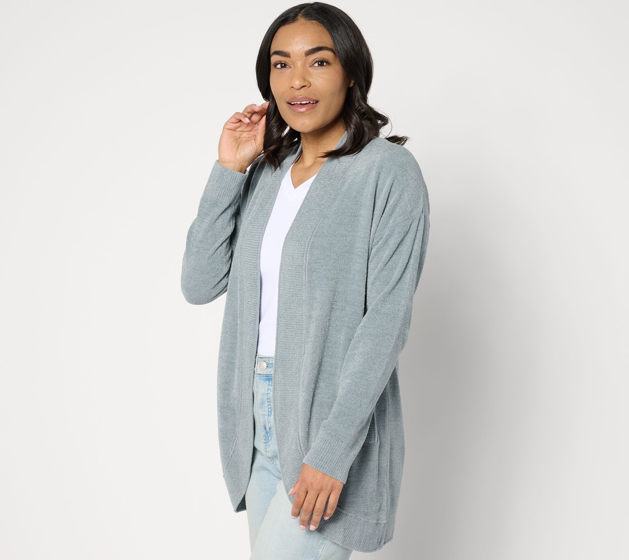 Barefoot Dreams CozyChic Ultra Lite Raised Seam Circle Cardigan QVC